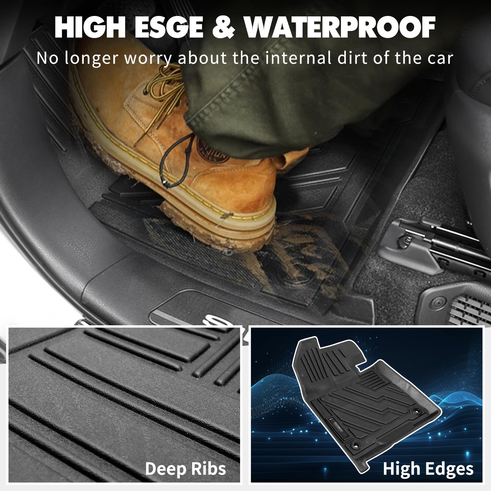 Vanseno 2021-2025 Toyota Sienna 8-Seater All-Weather Floor Mats Set - TPE Cargo Liners & Backrest Protectors | Perfect Fit for Spare Tire Models | Ideal for Family Road Trips & Outdoor Adventures