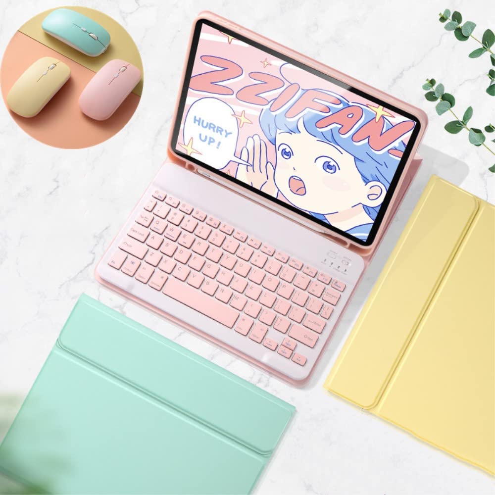 Wireless Bluetooth Keyboard Case for iPad 6th/5th Gen, iPad Air 2 & iPad Pro 9.7 - Detachable Cute Color Keyboard with Mouse - Perfect for Work, Study & Travel (Black)
