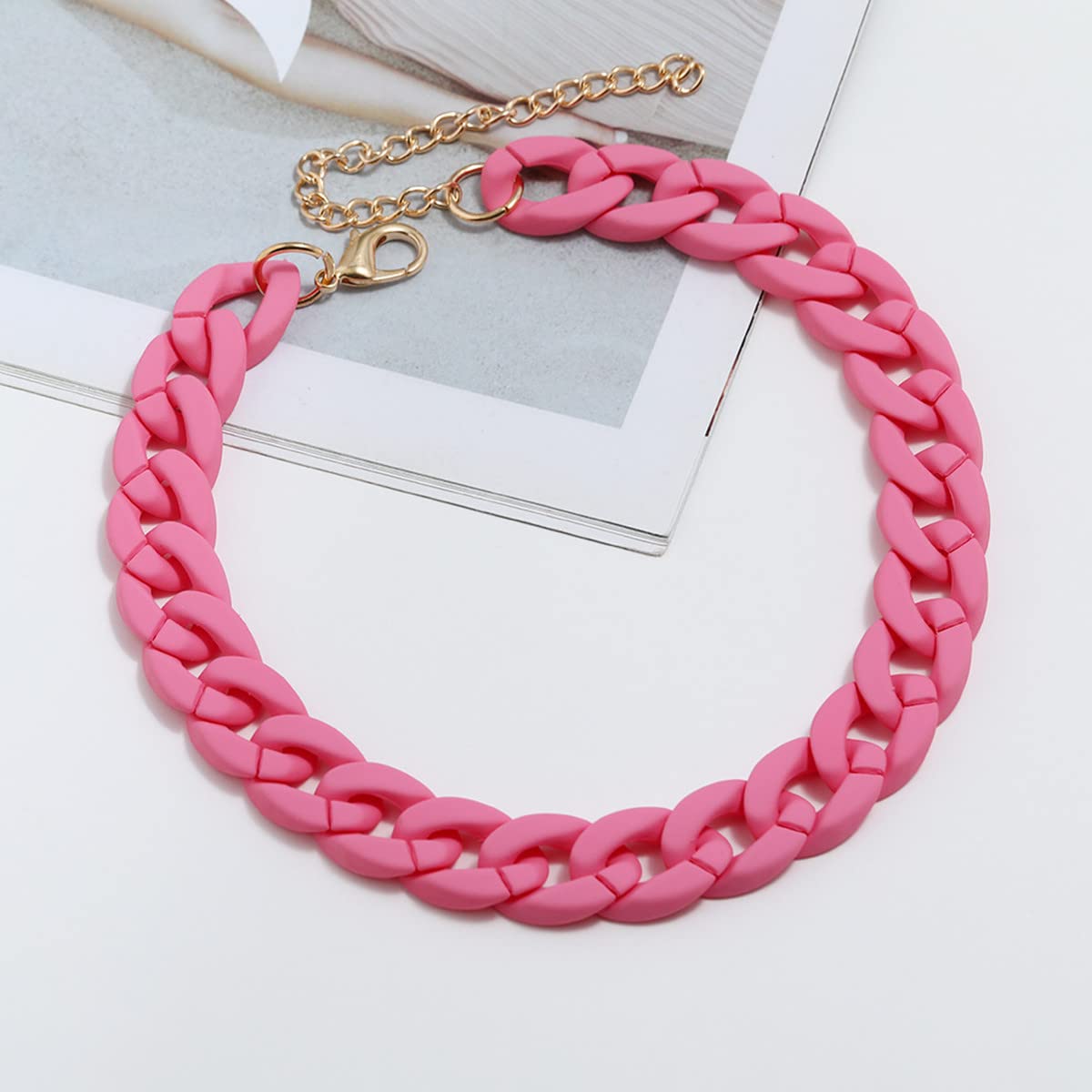 Stylish Multicolor Acrylic Figaro Chain Necklace - Chunky Cuban Link Resin Jewelry for Women & Girls | Perfect for Parties, Festivals & Everyday Wear