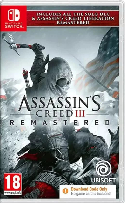 Assassin's Creed III Remastered - Nintendo Switch Game Digital Download Code | Action-Adventure Historical Game | Perfect for Gaming on the Go