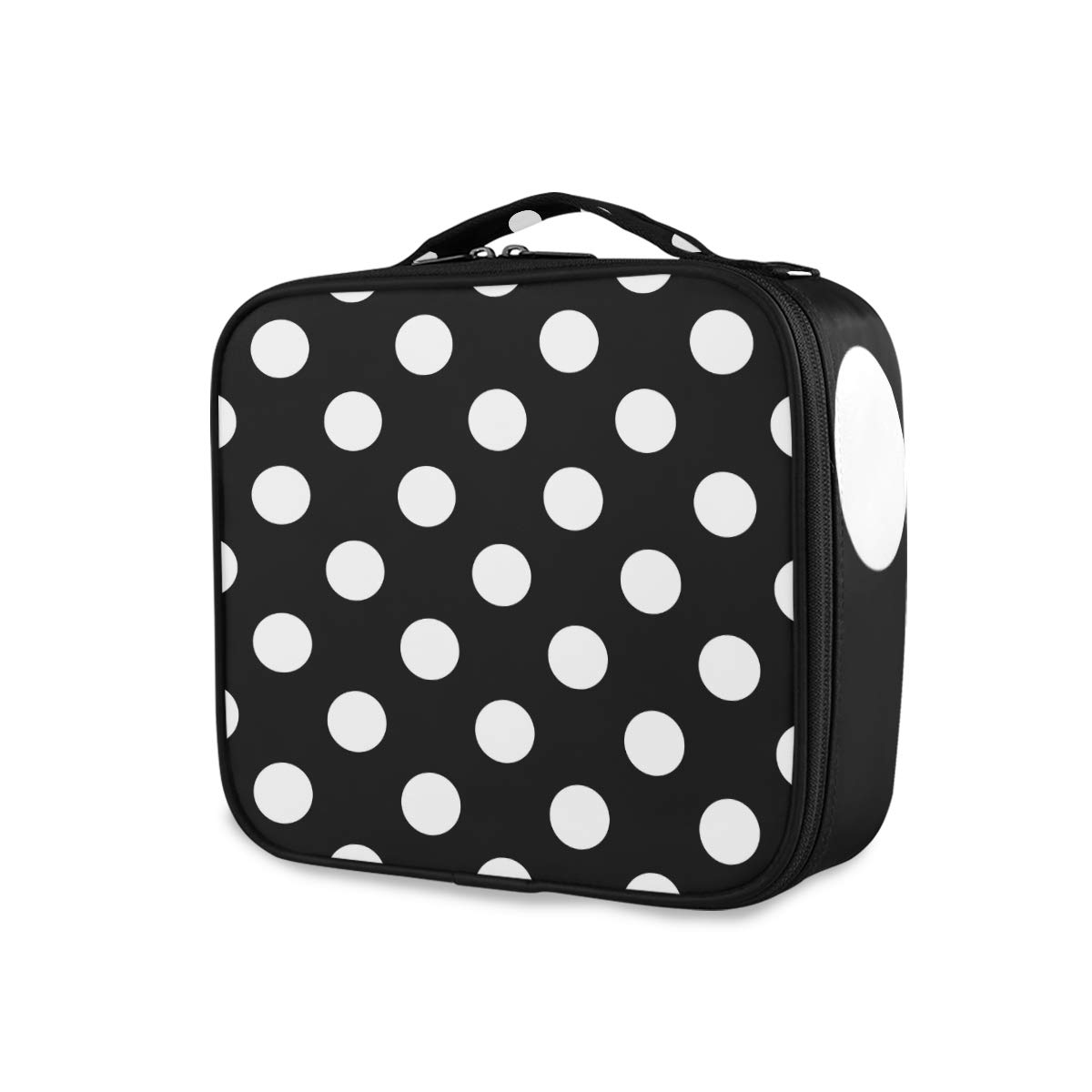 ALAZA Fashion Polka Dot Makeup Bag - Portable Cosmetic Organizer with Adjustable Dividers - Travel Train Case for Makeup Brushes & Beauty Essentials - Perfect for Travel, Home & Salon Use
