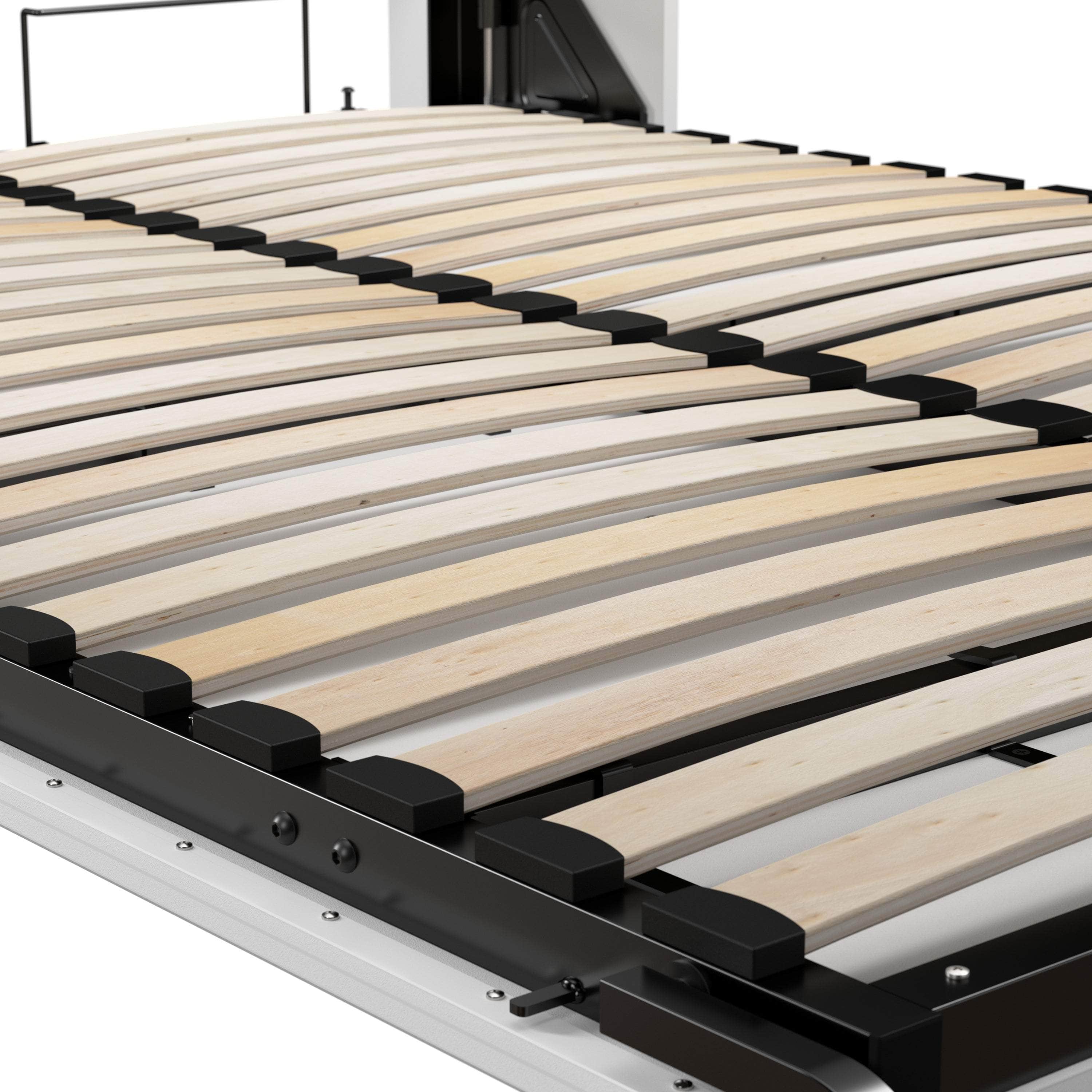White Queen Murphy Wall Bed with Closet Organizers & Drawers - Space Saving Foldable Bed for Small Apartments, Guest Rooms & Home Offices