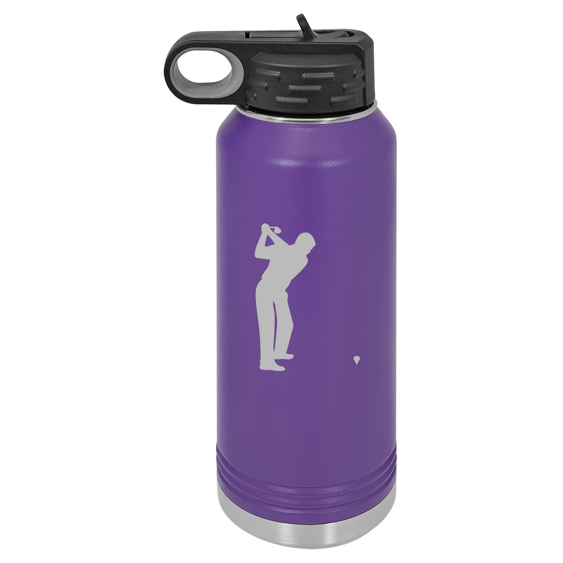 32 oz. Double Wall Vacuum Insulated Stainless Steel Water Bottle - Leak Proof Travel Mug with Handle & Straw Lid - Keeps Drinks Hot/Cold for 24 Hours - Perfect for Gym, Hiking, Office & Golfing (Purple)