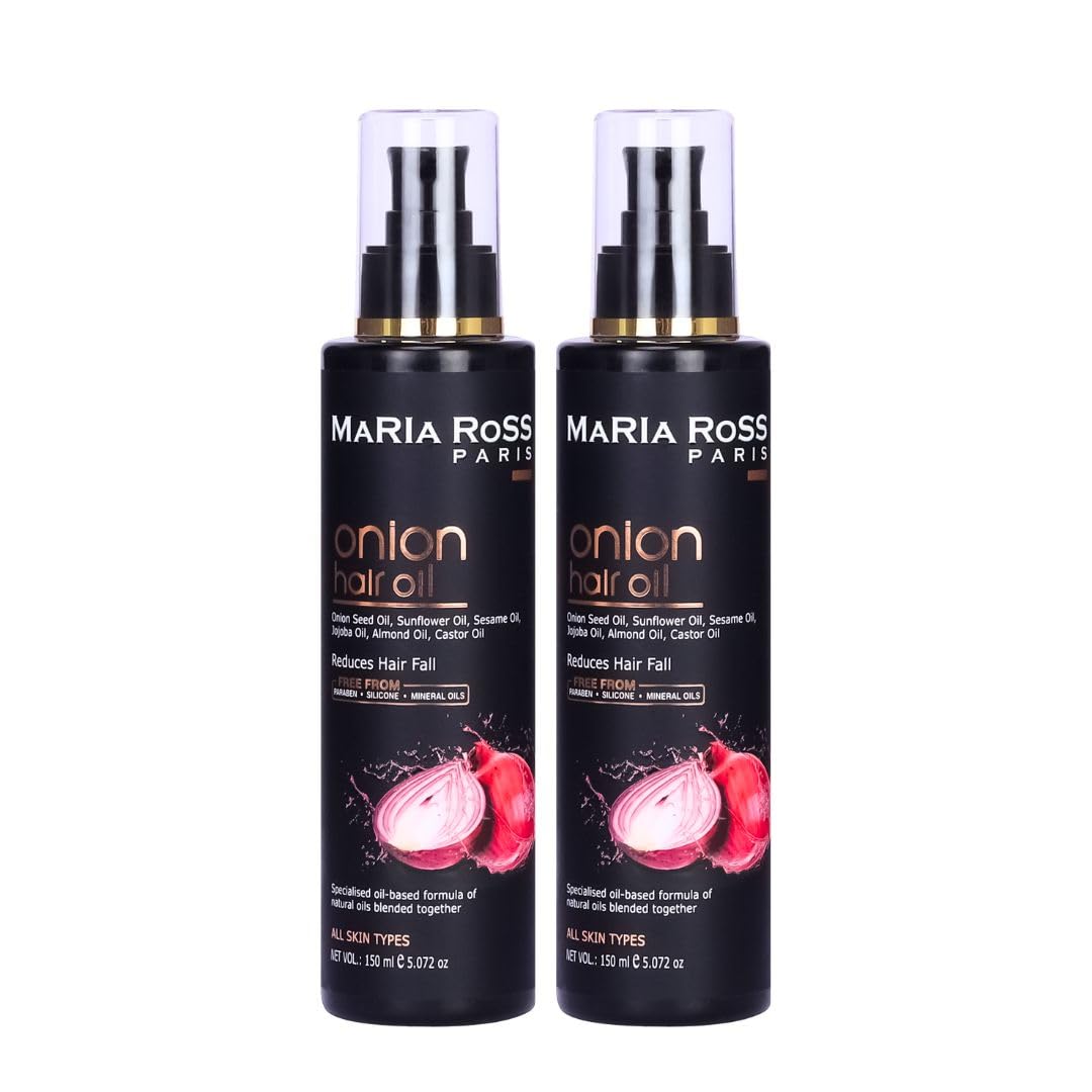 Maria Ross Onion Oil Combo for Hair Growth & Hair Fall Control - Infused with Almond & Coconut Oil - Promotes Thicker, Stronger Hair for Men & Women - Perfect for Daily Hair Care & Scalp Treatment