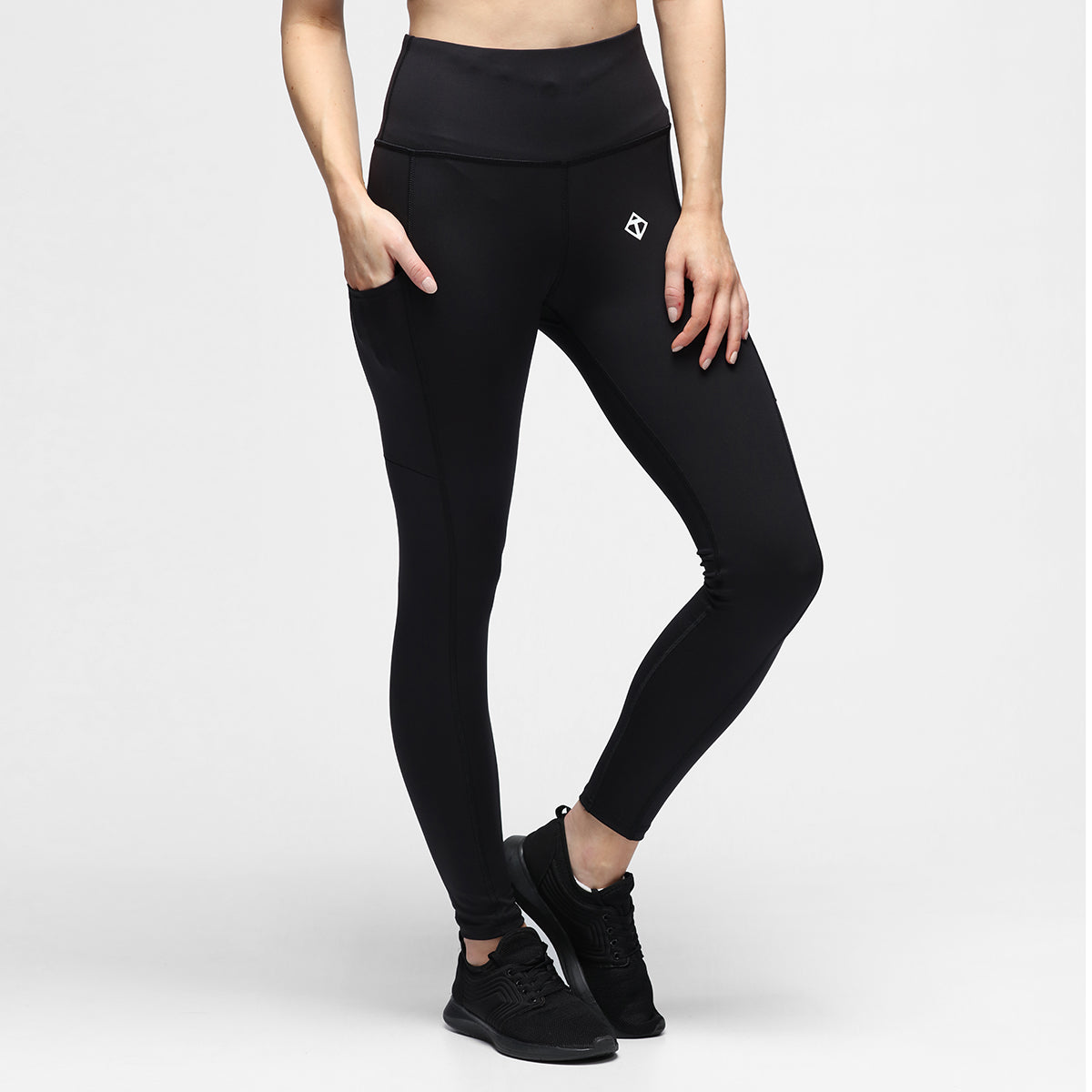 Black Diamond Luxe Leggings with Pockets - High Waist Yoga Pants for Women, Comfortable Workout Leggings for Running, Gym & Lounge