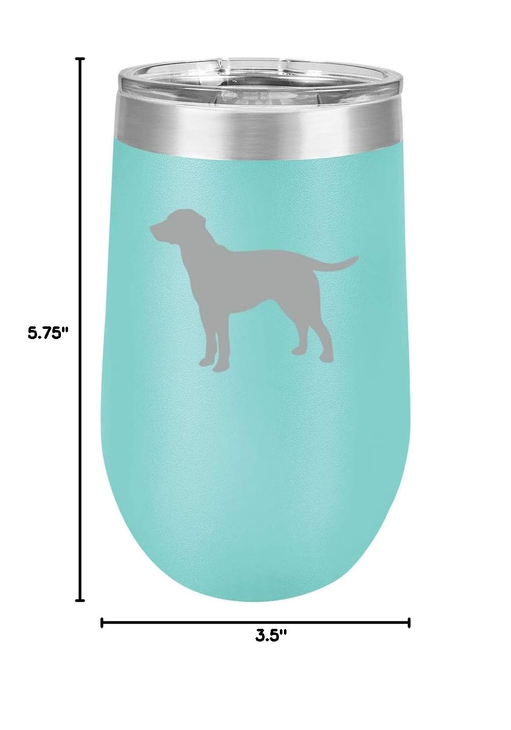 16 oz Double Wall Vacuum Insulated Stainless Steel Stemless Wine Tumbler - Leak Proof Travel Mug for Coffee, Tea & Wine - Cute Labrador Retriever Design (Teal) - Perfect for Camping, Office & Outdoor Adventures