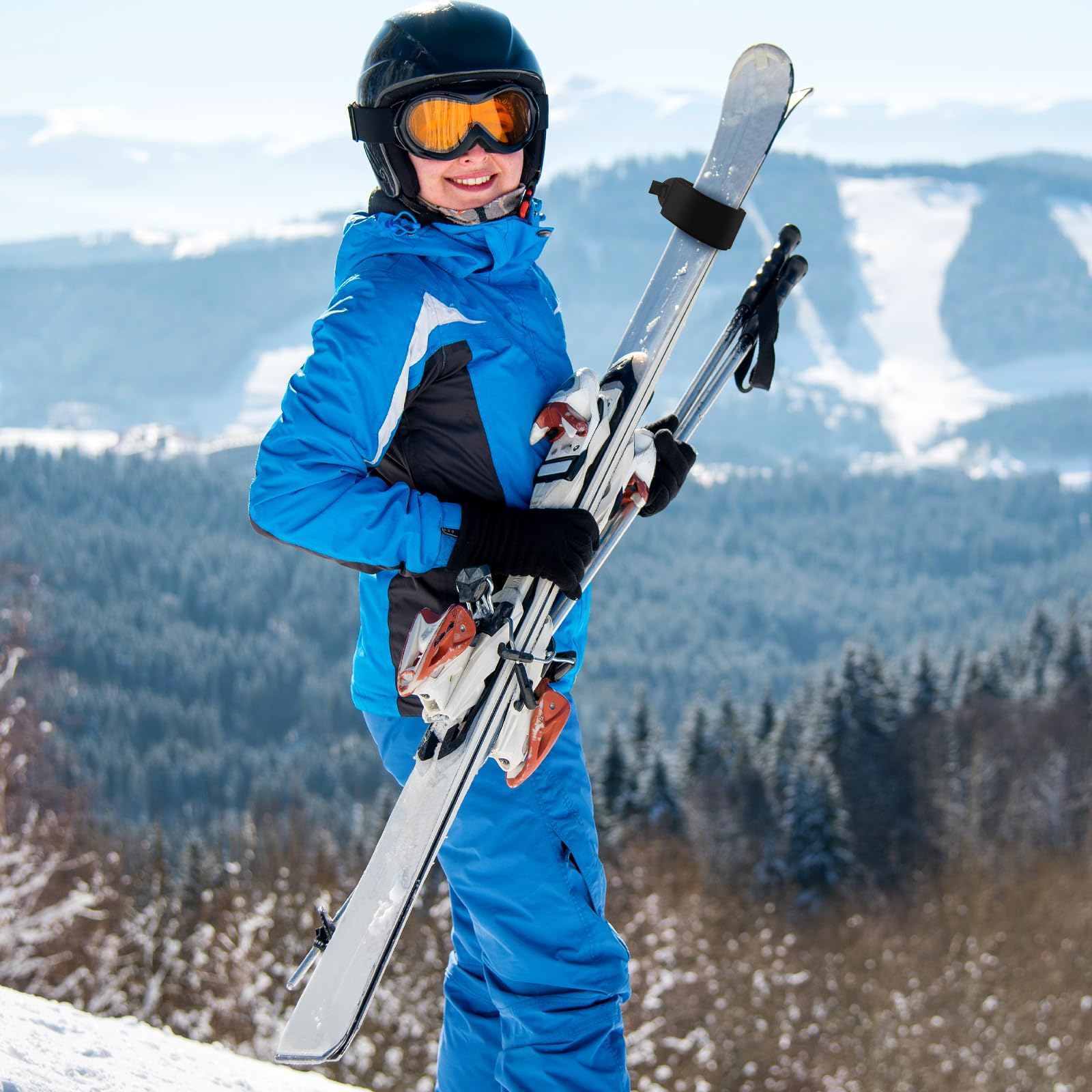 12 Pack Adjustable Ski Wraps - Winter Snow Sports Gear Accessories for Men & Women - Perfect for Securing Skis, Snowboards & Winter Equipment During Travel & Storage