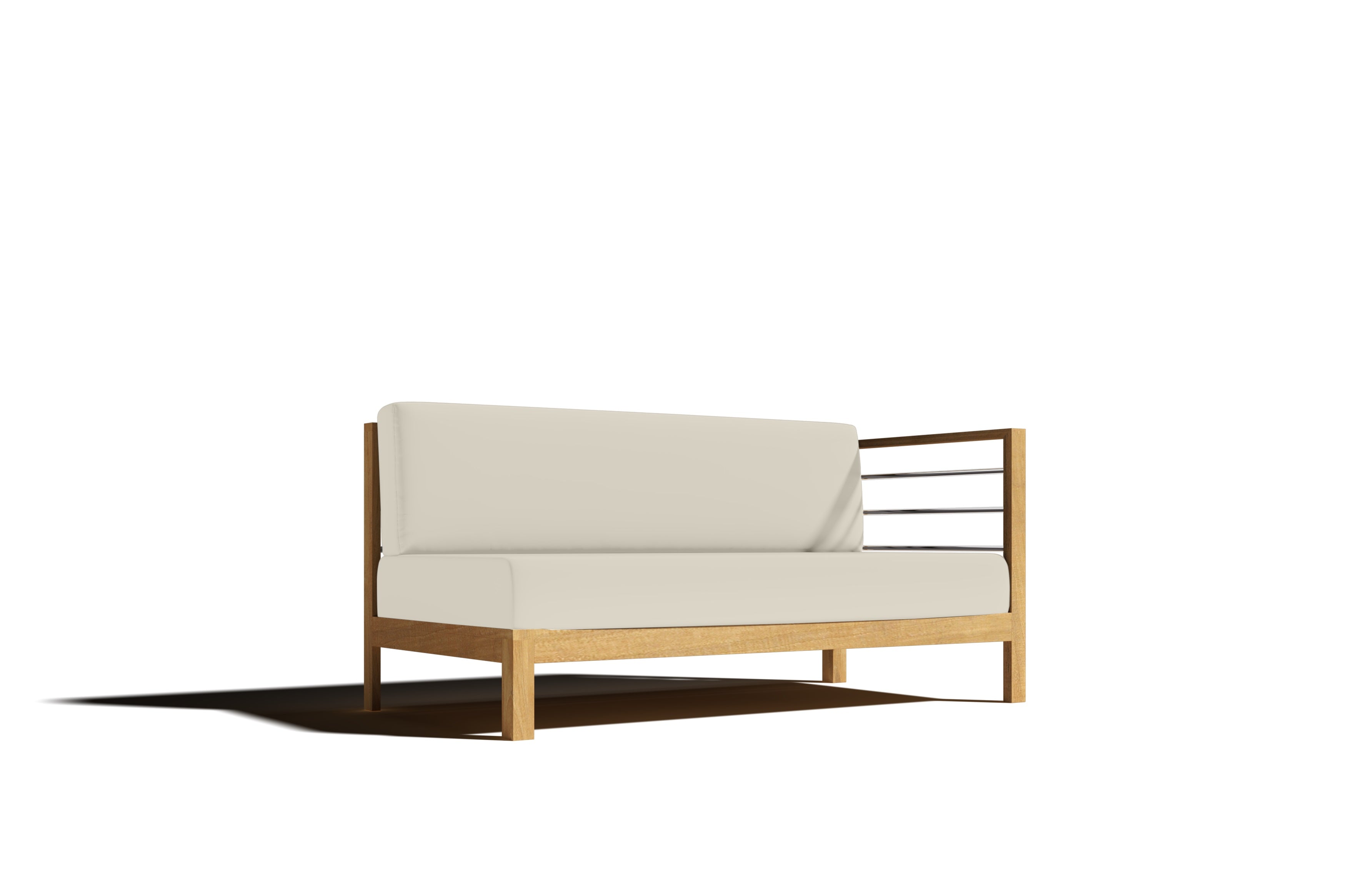 Premium Leon Teak Outdoor Sectional Right Sofa with Sunbrella Canvas Cushion - Waterproof & Durable Patio Furniture for Backyard, Poolside & Garden Relaxation