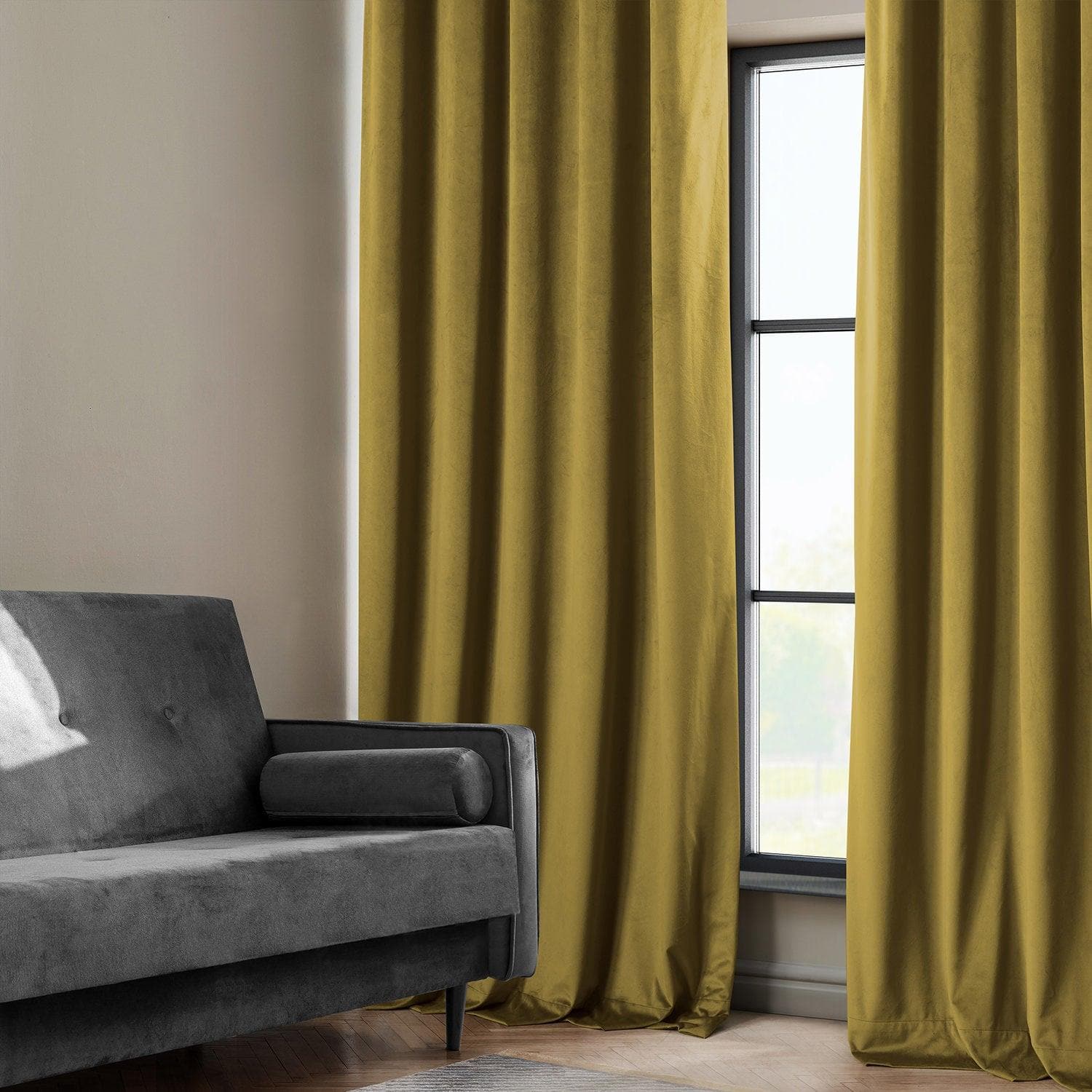 Luxury Peat Green Heritage Plush Velvet Custom Curtains for Living Room & Bedroom - Blackout Thermal Insulated Drapes with Grommet Top