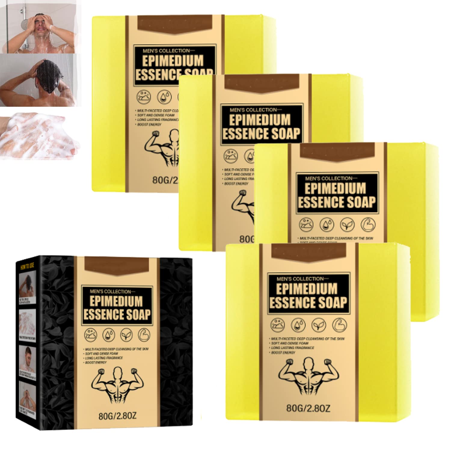 All Natural Men's Intimate Soap Bar - 4 Pack | Gentle pH-Balanced Private Area Cleanser | Masculine Scented Bath & Body Soap for Daily Hygiene & Post-Workout Care