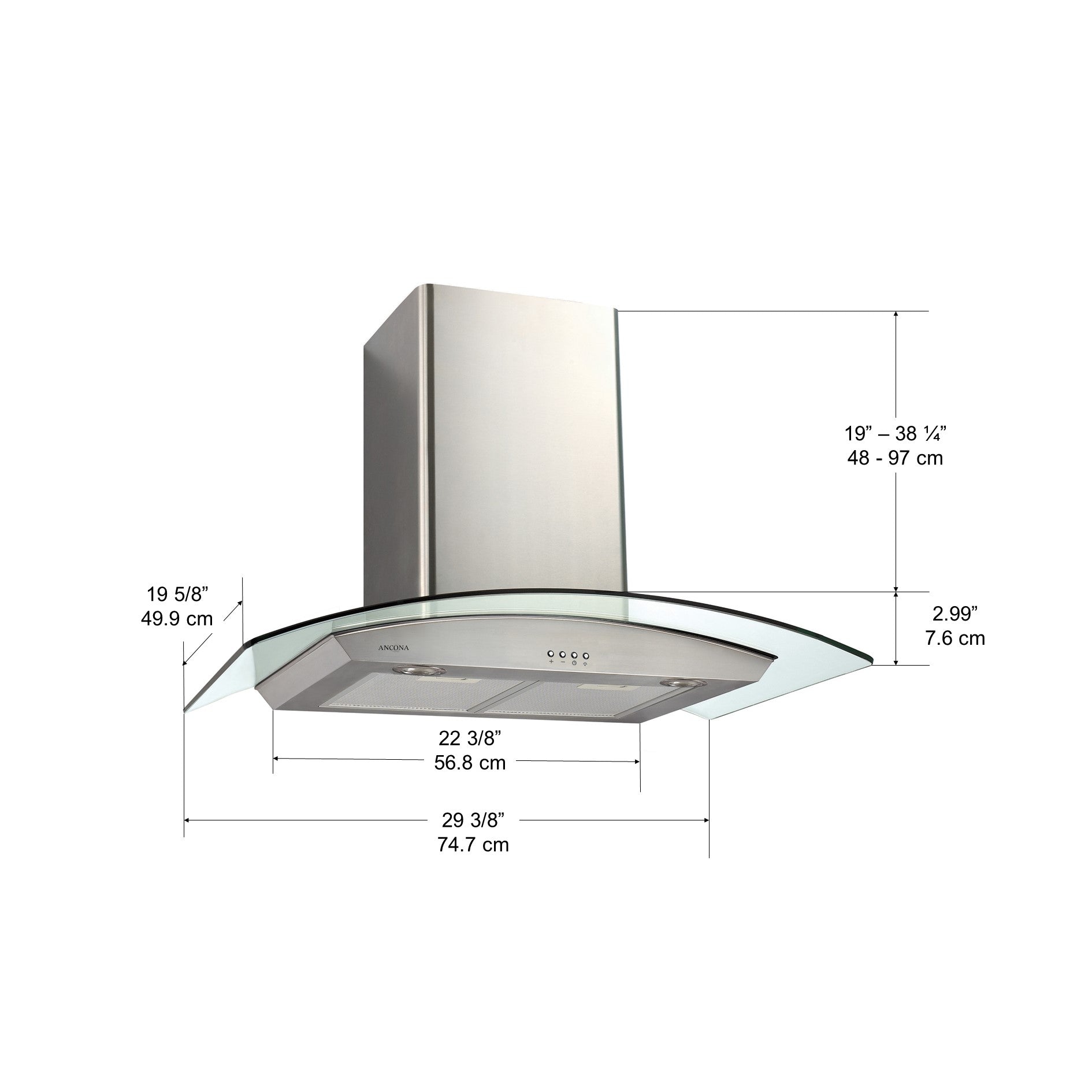 GC430 Stainless Steel Range Hood - 36 Inch Under Cabinet Kitchen Vent Hood with LED Lights, 3 Speed Fan - Perfect for Modern Home Cooking & Smoke Removal