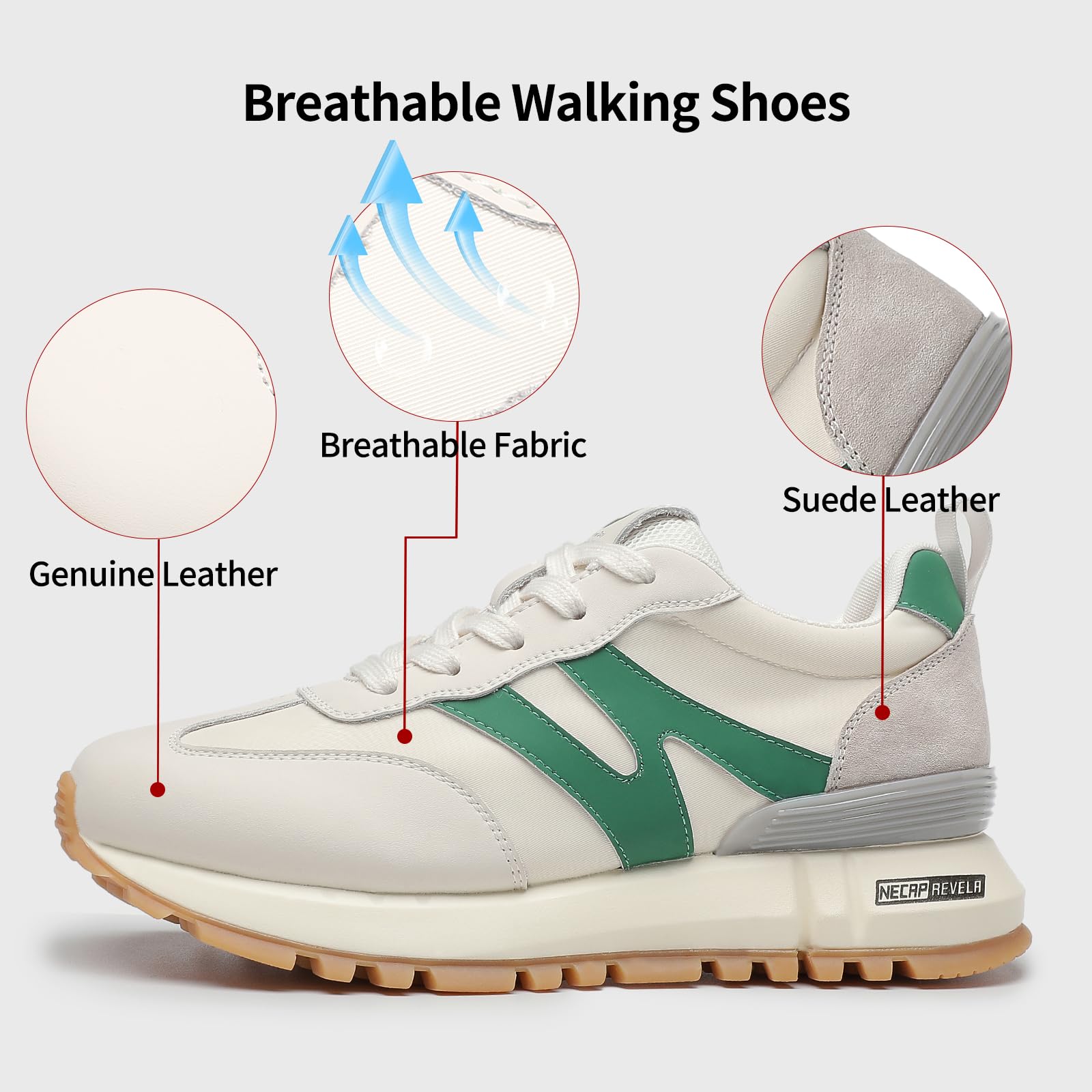 Somiliss Women's Genuine Leather & Suede Patchwork Sneakers - Non-Slip Comfortable Walking Shoes for Running, Tennis & Casual Wear | Fashion Lace-Up Shoes for Everyday Use, Workouts & Outdoor Activities