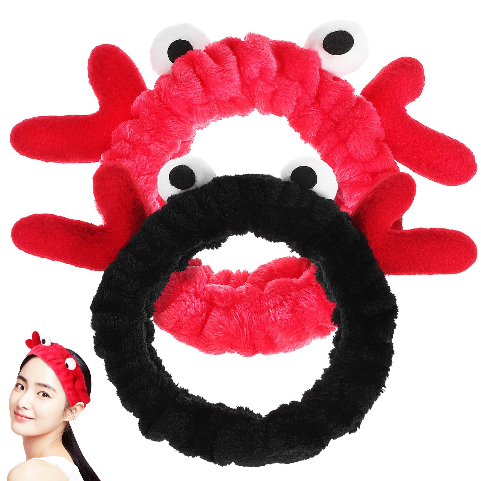 2Pcs Adjustable Soft Elastic Face Wash Headbands for Women - Coral Spa Headband for Facial, Makeup, Bath & Costume Parties | Perfect for Skincare, Spa Days & Beauty Routines