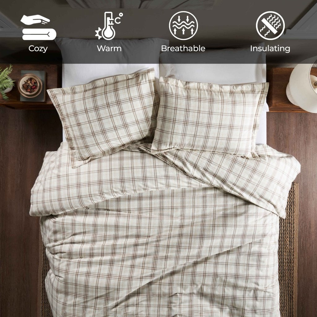Soft Plaid Flannel Cotton Duvet Cover Set - Farmhouse Style Bedding for Cozy Winter Nights | Perfect for Guest Rooms & Cabin Retreats