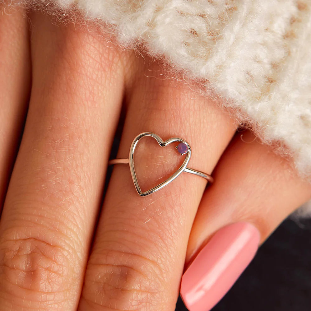 Sweetheart Stone Ring - Size 7 | Elegant Sterling Silver Jewelry for Women | Perfect for Valentine's Day, Anniversary & Romantic Gifts