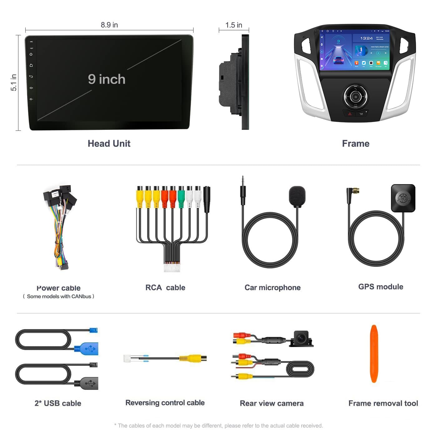 Ford Focus 2012-2018 Car Stereo with Wireless CarPlay & Android Auto - Plug & Play 5G WiFi Bluetooth 5.0 GPS Navigation - Steering Wheel Control for Seamless Driving & Entertainment