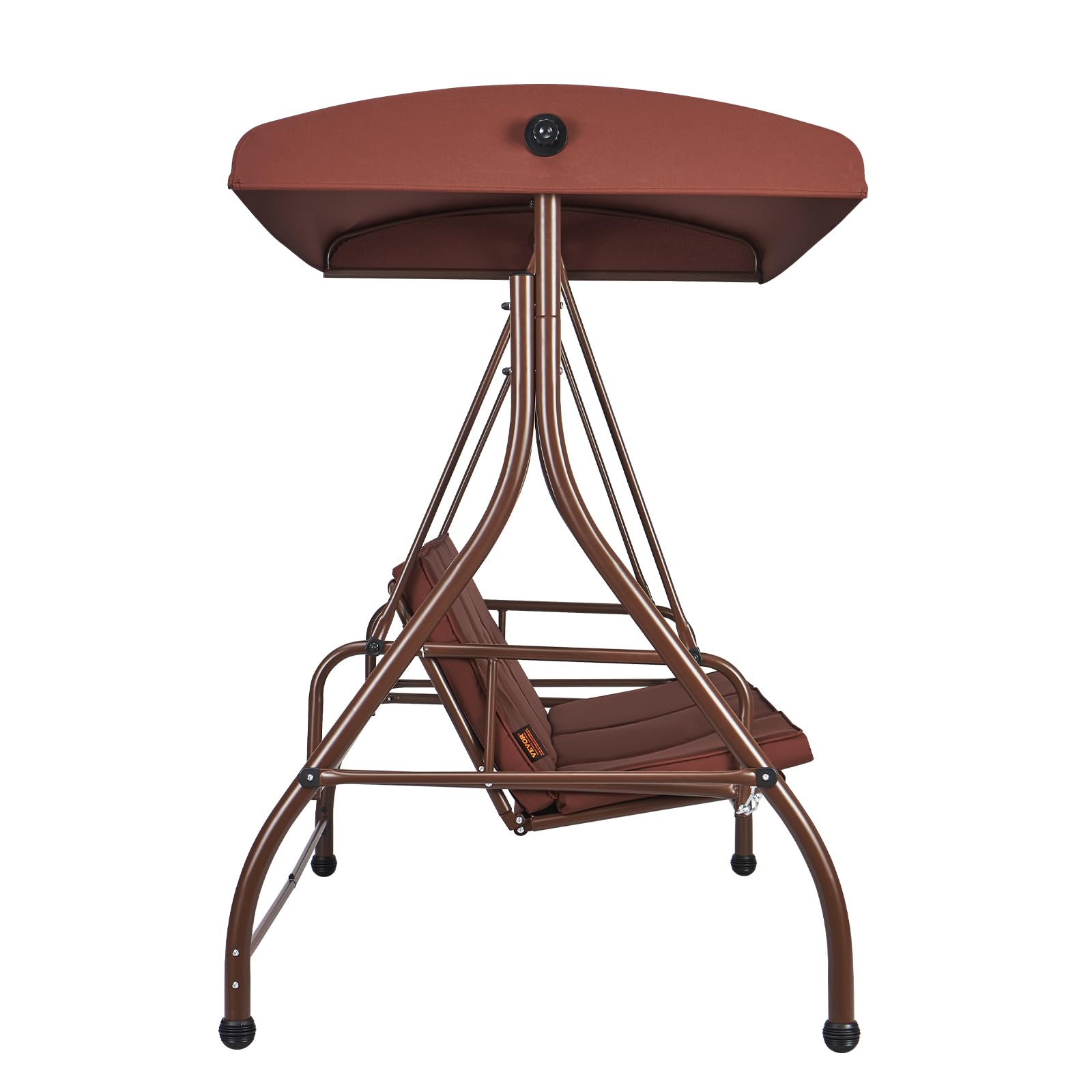 VEVOR 3-Seat Patio Swing Chair with Convertible Canopy - Outdoor Porch Swing with Adjustable Canopy, Removable Thick Cushions & Durable Alloy Steel Frame - Perfect for Balcony, Backyard, Poolside, Garden (Brown) | Relaxing Outdoor Seating for Lounging, Reading & Entertaining