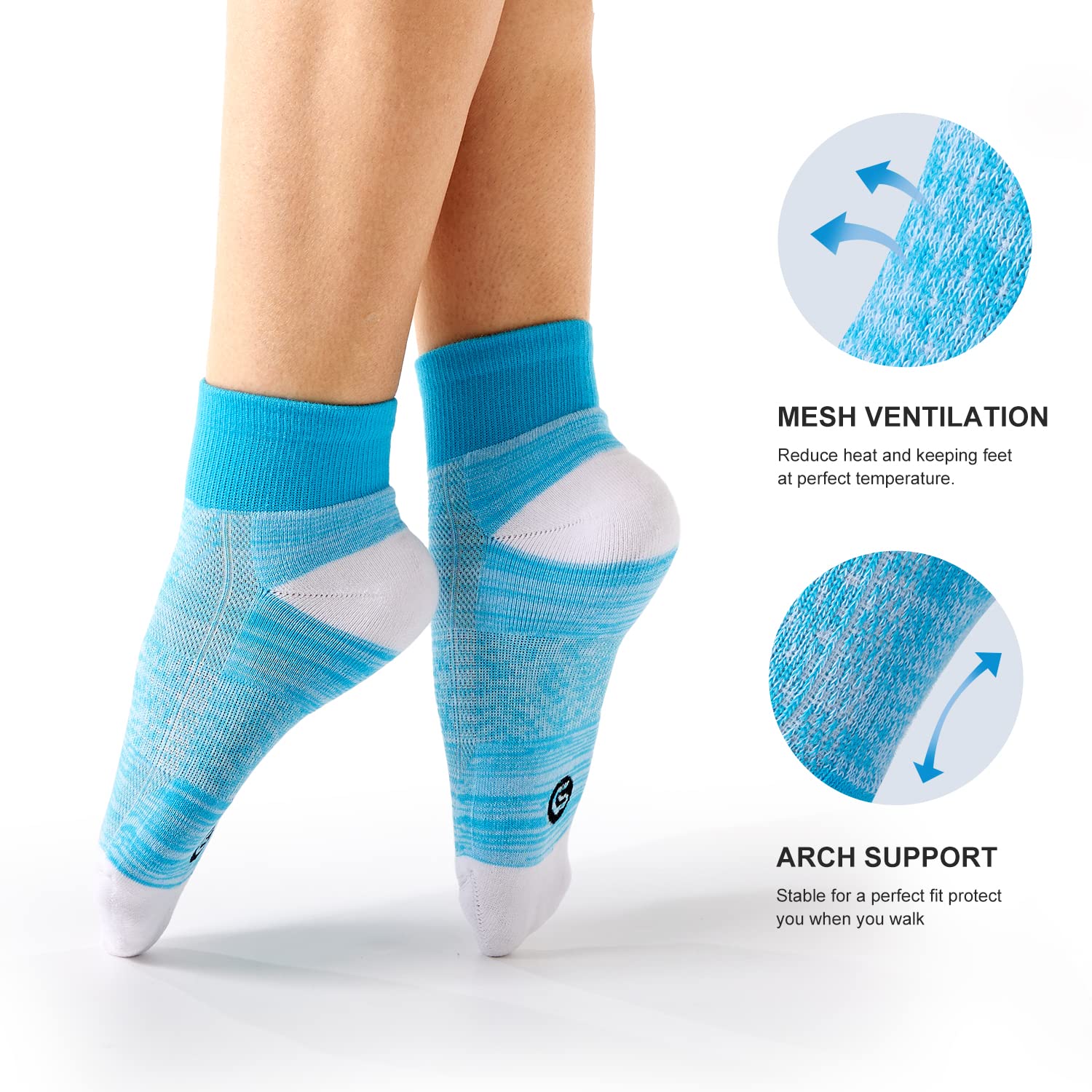 CS CELERSPORT 6 Pairs Women's Running Ankle Socks - Breathable Athletic Sports Socks with Cushioning for Jogging, Gym & Workout - Comfortable No Show Socks for Women's Sneakers