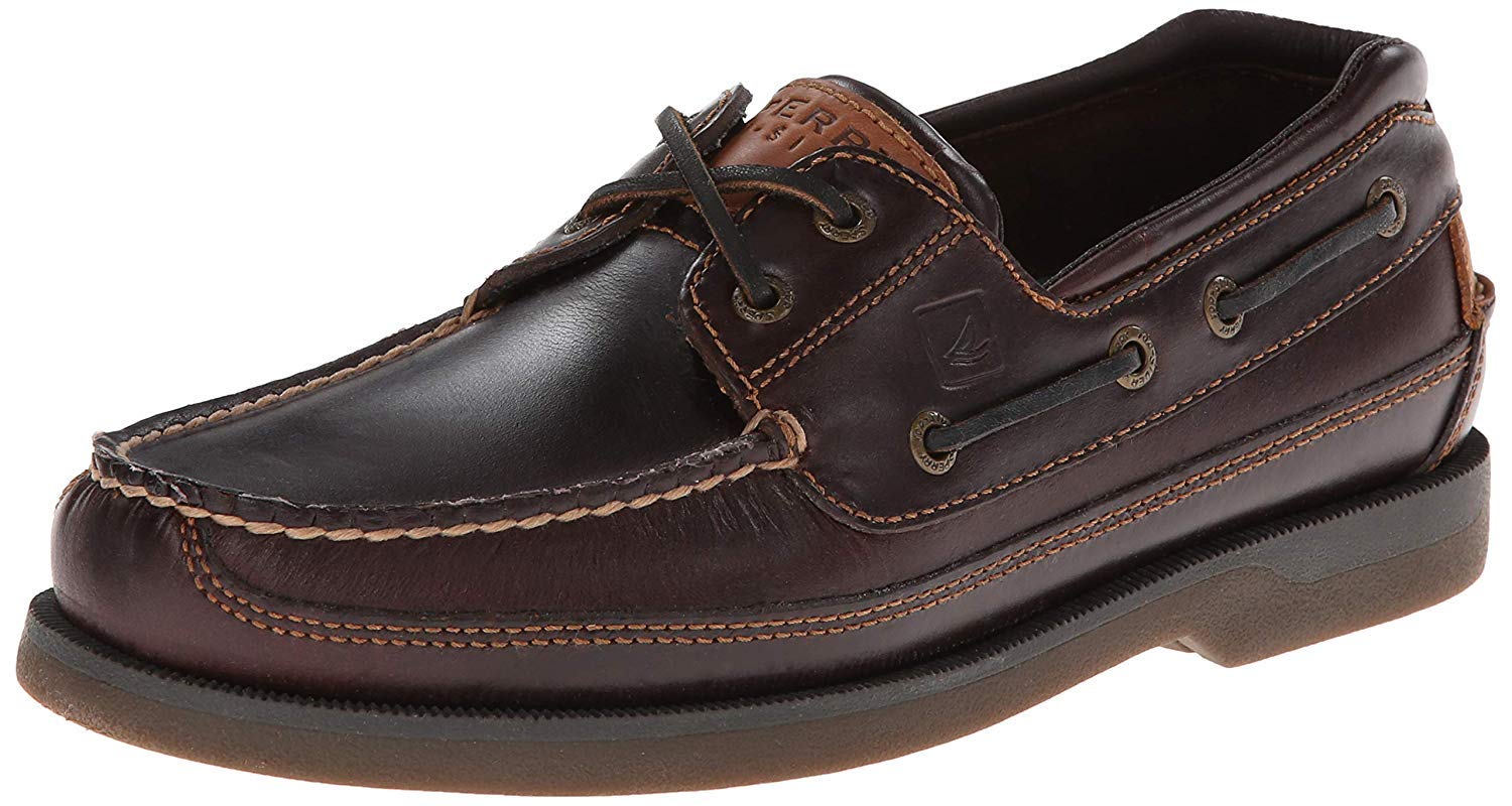 Mako 2-Eye Boat Shoe for Men - Classic Leather Deck Shoes for Sailing, Boating & Casual Wear - Non-Slip Boat Shoes for Comfort & Style