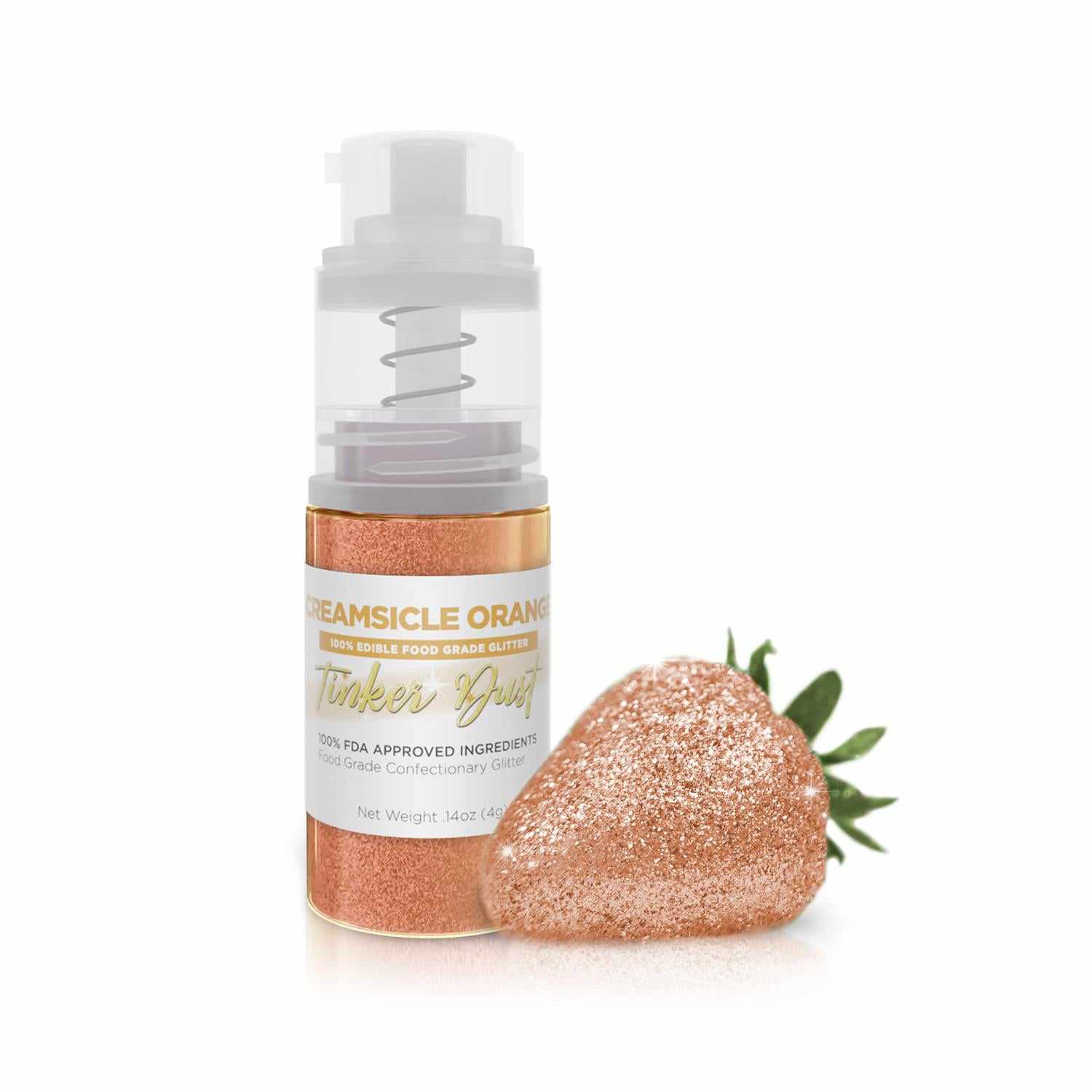 Tinker Dust® Creamsicle Orange Edible Glitter Spray - 4g Pump for Cake Decorating, Cupcakes & Party Desserts | Food Safe Sparkle Dust