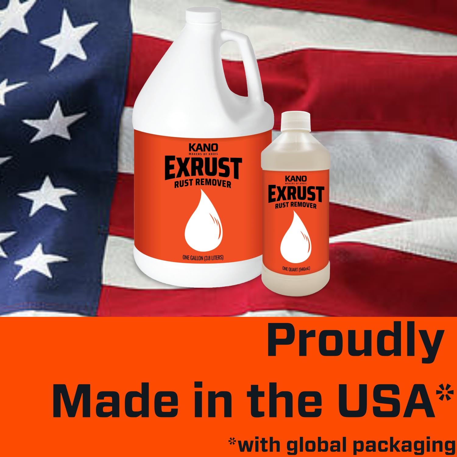 Kano Exrust Industrial Strength Rust Remover - 1 Gallon Bottle (Case of 2) | Fast-Acting Penetrating Rust Removal for Steel, Stainless Steel, Wrought Iron, Cast Iron & Sheet Metal | Ideal for Automotive, Car Parts, Machinery & Metal Restoration Projects (AZEX011C2)