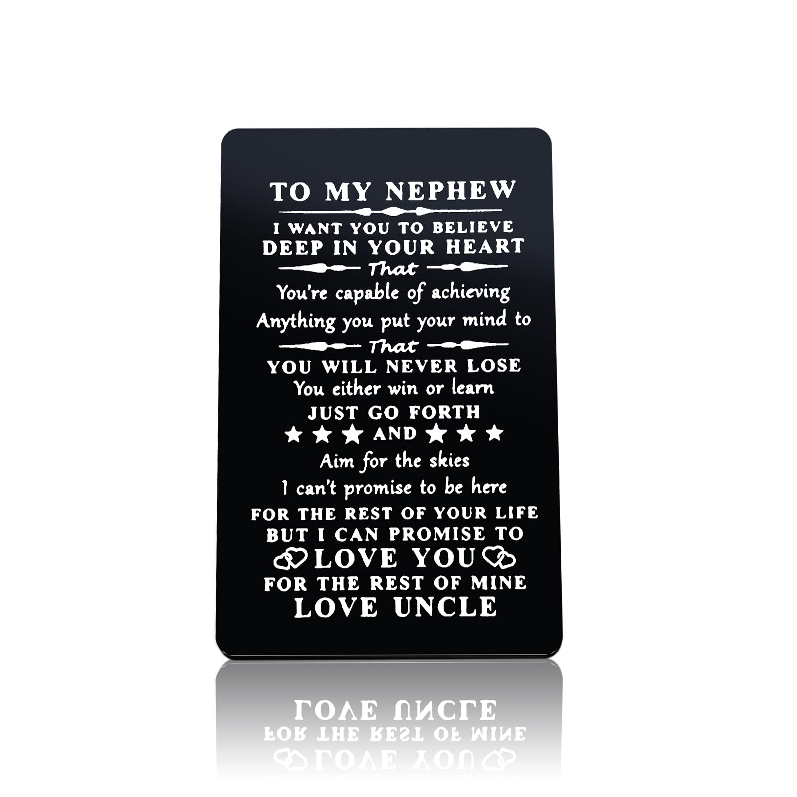 Personalized Engraved Wallet Card for Nephew - Unique Graduation, Christmas, Birthday & Father's Day Gift Idea - Inspirational Keepsake for Special Occasions | Perfect for Daily Carry, Milestone Celebrations & Heartfelt Surprises