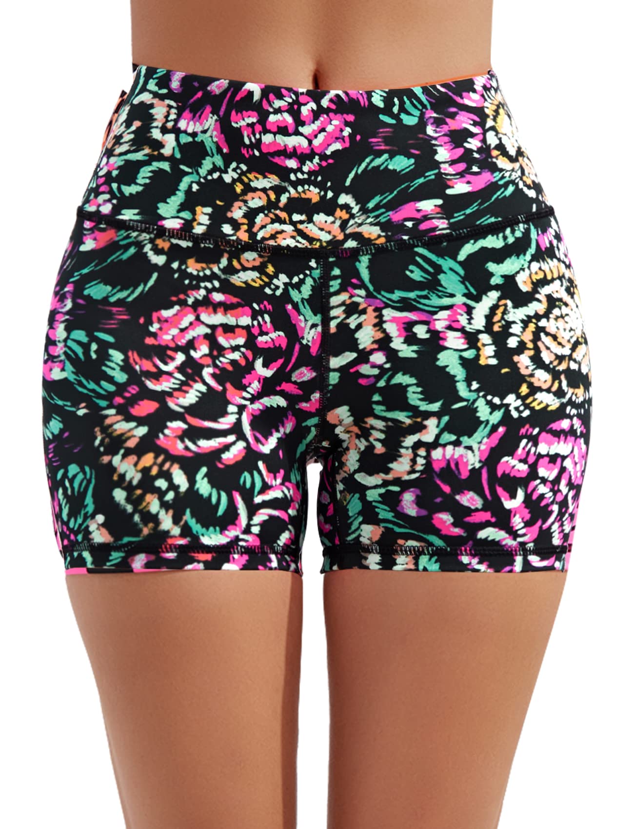 Zengjo Women's 4 Inch High Waisted Bike Shorts - Yoga, Volleyball, Running, Workout & Dance Compression Shorts with Printed Design - Perfect for Gym, Sports & Active Lifestyle