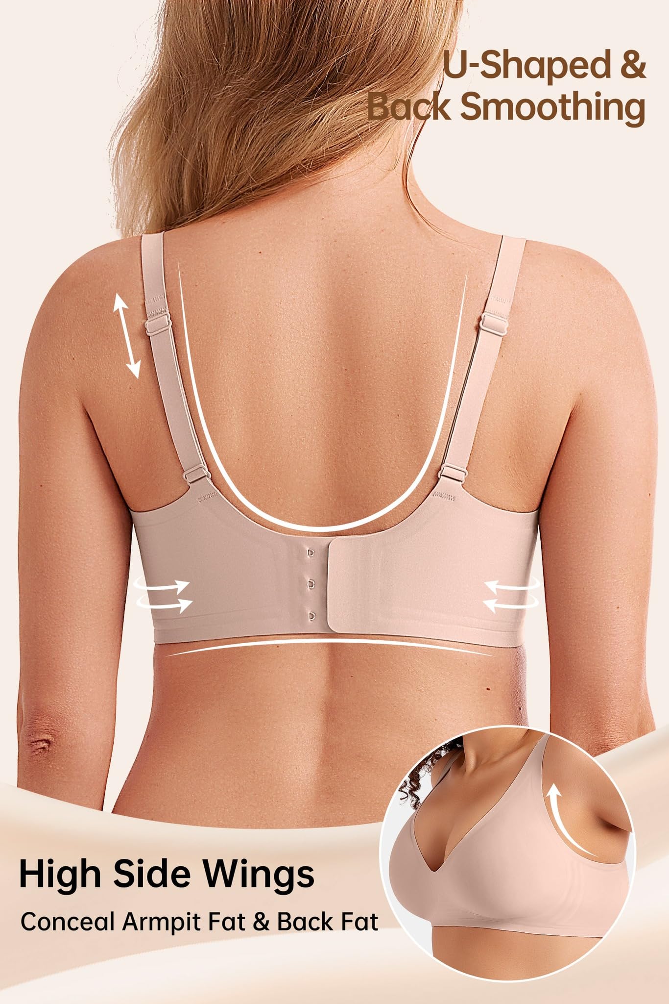 Wireless Push Up Bras for Women - Seamless Full Coverage Bralette with Support - Comfortable Everyday Wear for Work, Yoga & Lounge