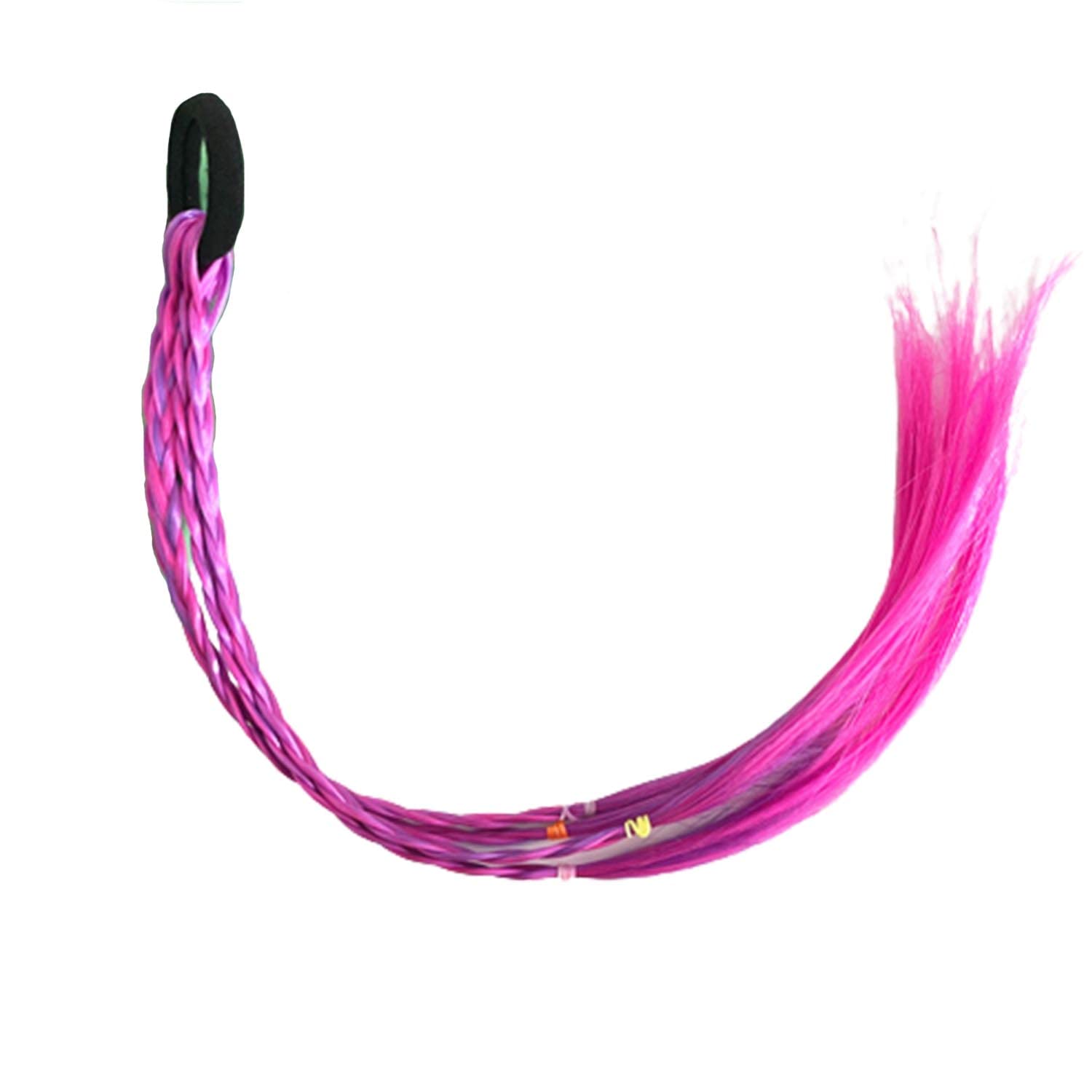 SYGA Girl Wig Headband with Twist Braid Rope Ponytail Hair Extensions - Kids Princess Hair Accessories for Styling (Purple Rose) - Perfect for Birthday Parties, Halloween Costumes & Dress-Up Play