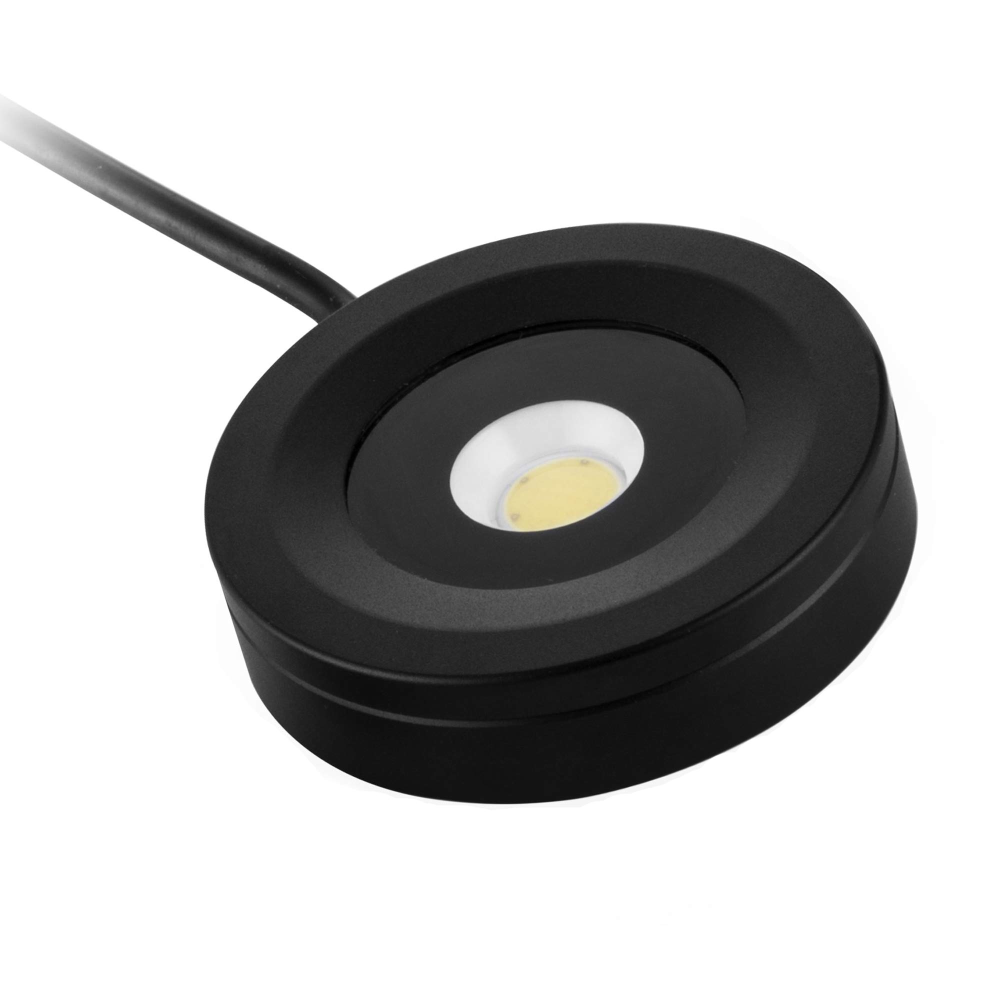 3W COB Dimmable LED Cabinet Light - IP65 Waterproof Surface Mount Aluminum Ceiling Spot Light for Bathroom, Porch, Display Showcase, Hallway & Closet - Warm White (Black Frame) - Perfect for Accent Lighting & Home Decor