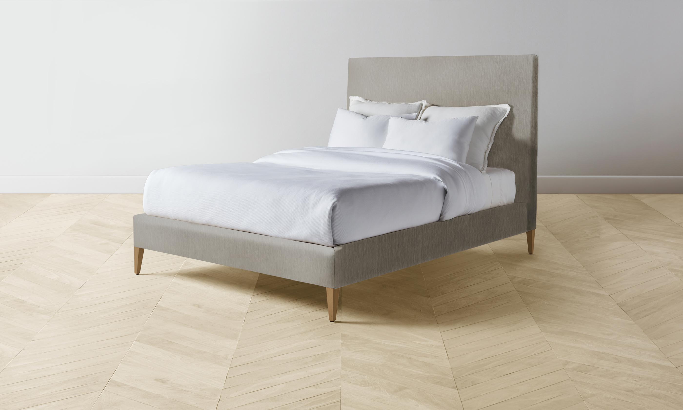 The Essex Bed - Premium Performance Tweed Oatmeal Upholstered Bed Frame | Modern Bedroom Furniture for Home & Guest Room Decor