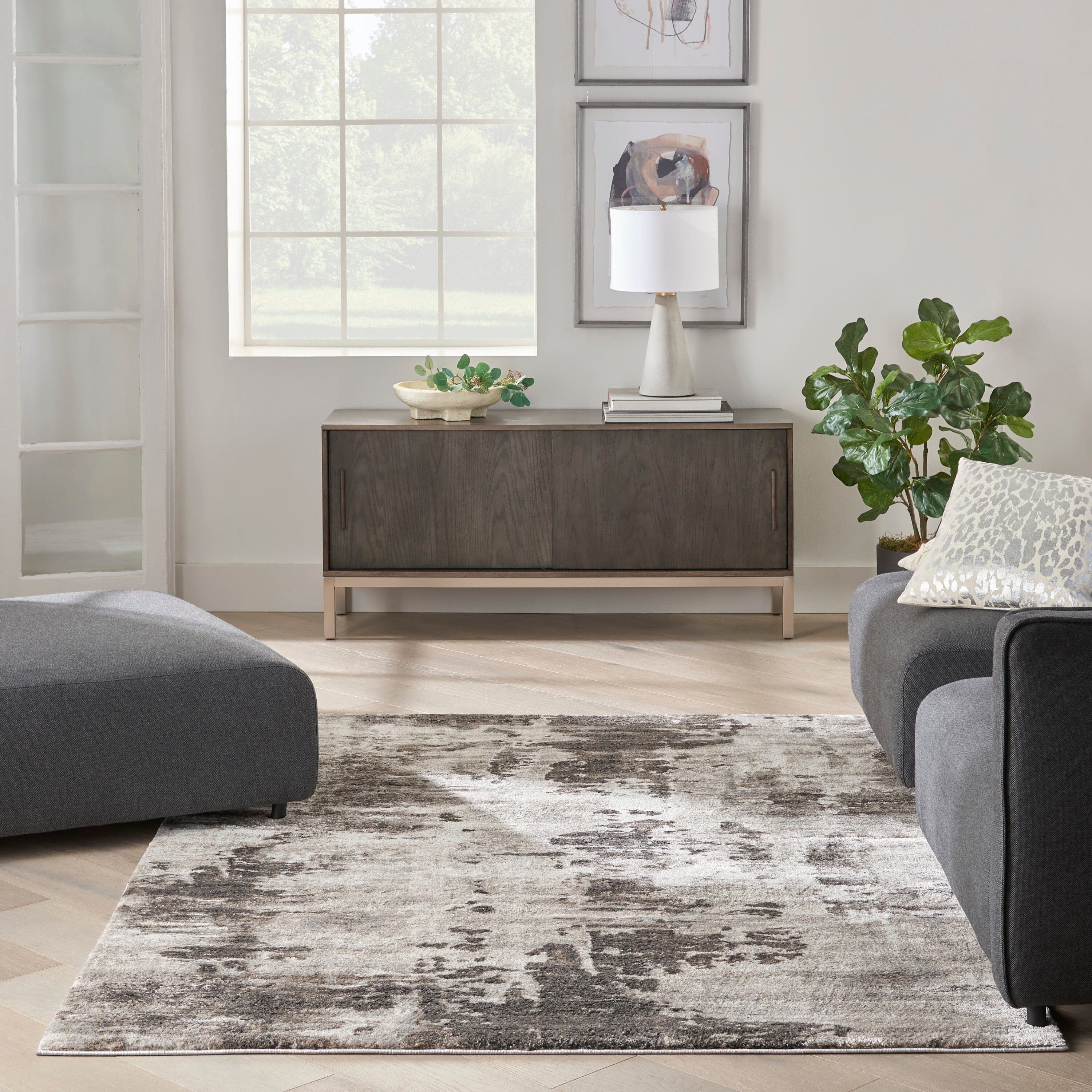 Nourison American Manor 5'3 x 7'3 Ivory/Mocha Modern Indoor Area Rug - Perfect for Living Room, Bedroom & Office Decor