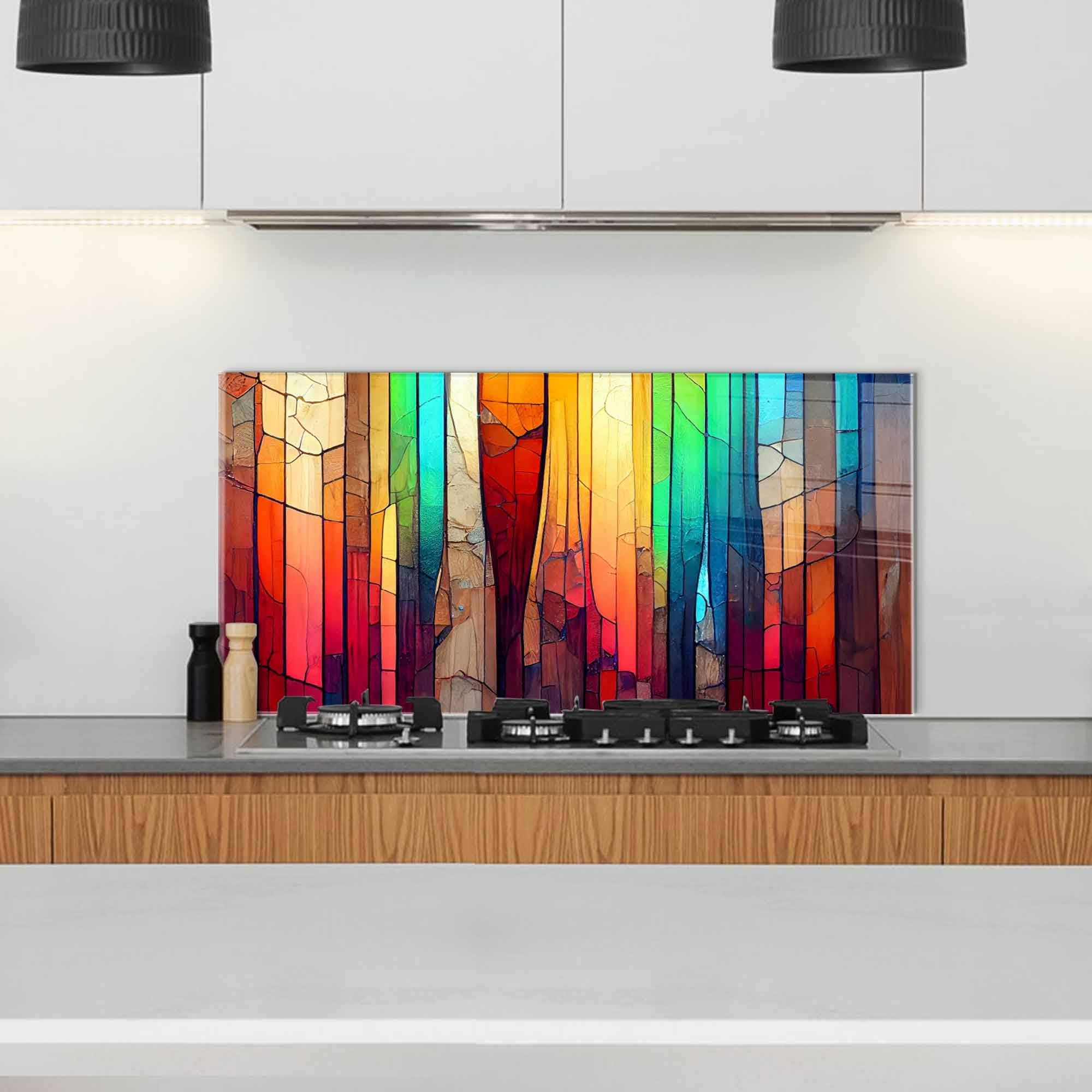 Premium Tempered Glass Kitchen Backsplash - 30x24