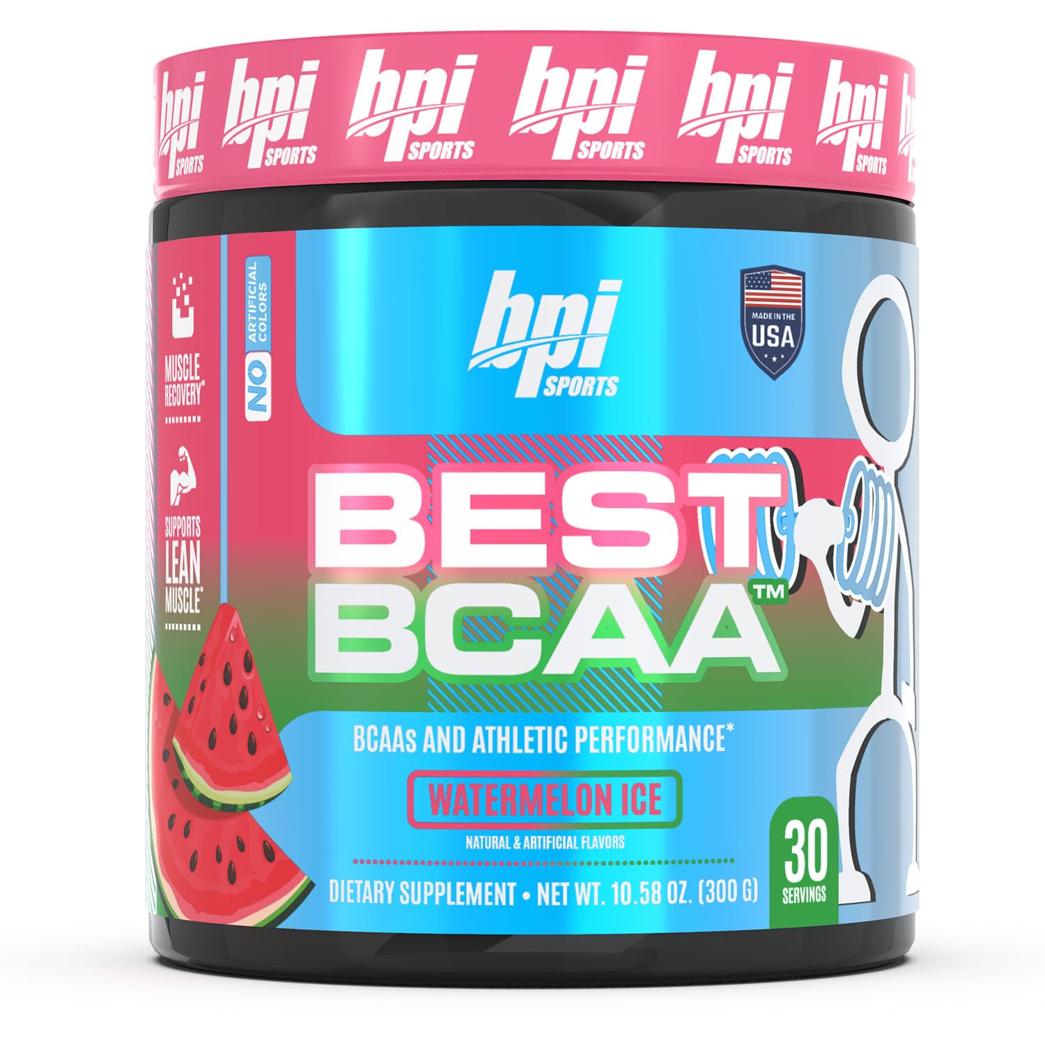 BPI Sports Best BCAA Powder - Post Workout Recovery Drink with Branched Chain Amino Acids for Hydration & Muscle Recovery - Watermelon Ice Flavor - 30 Servings | Ideal for Gym, Fitness & Athletic Performance for Men & Women
