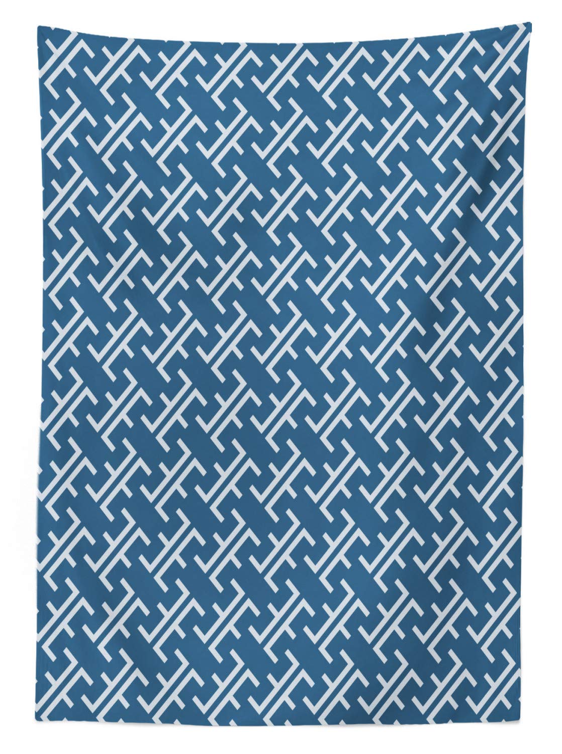 Ambesonne Japanese Style Ocean Waves Asian Outdoor Tablecloth - Blue and White Oriental Artwork, Washable Decorative Picnic Table Cover 58