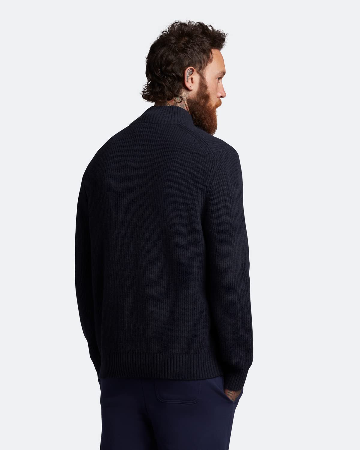 Lyle & Scott Men's Ribbed Quarter Zip Sweater - Charcoal Marl | Casual & Workwear Pullover for Fall & Winter