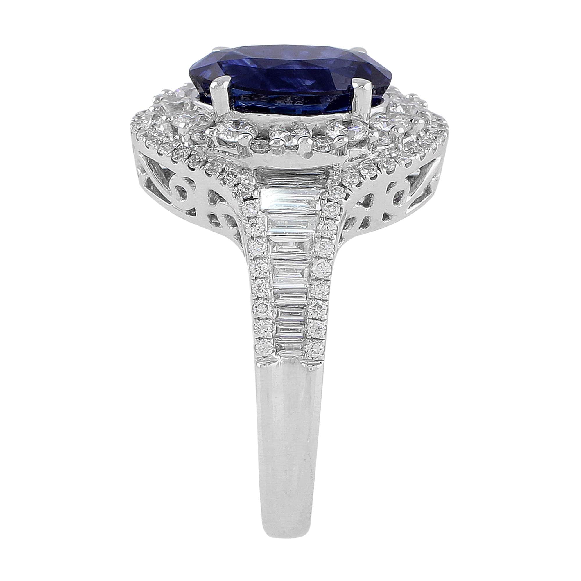 18K White Gold 4.20ct Sapphire and Diamond Engagement Ring for Women - Perfect for Weddings, Anniversaries & Special Occasions