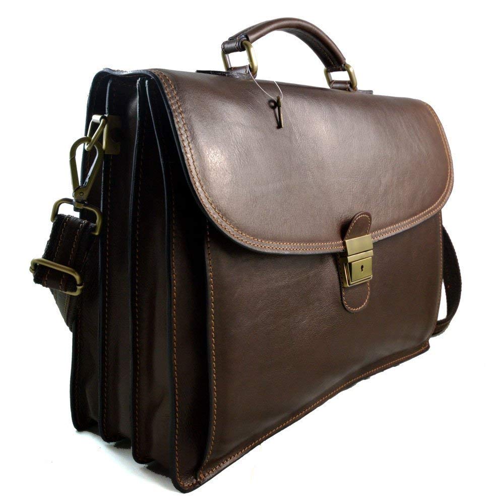 Premium Leather Briefcase for Men & Women - Business Messenger Bag for Office & Travel