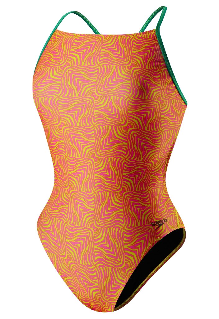 Speedo Flipturns Geo Zebra Mesh Back Swimsuit for Adults - Perfect for Competitive Swimming & Water Aerobics