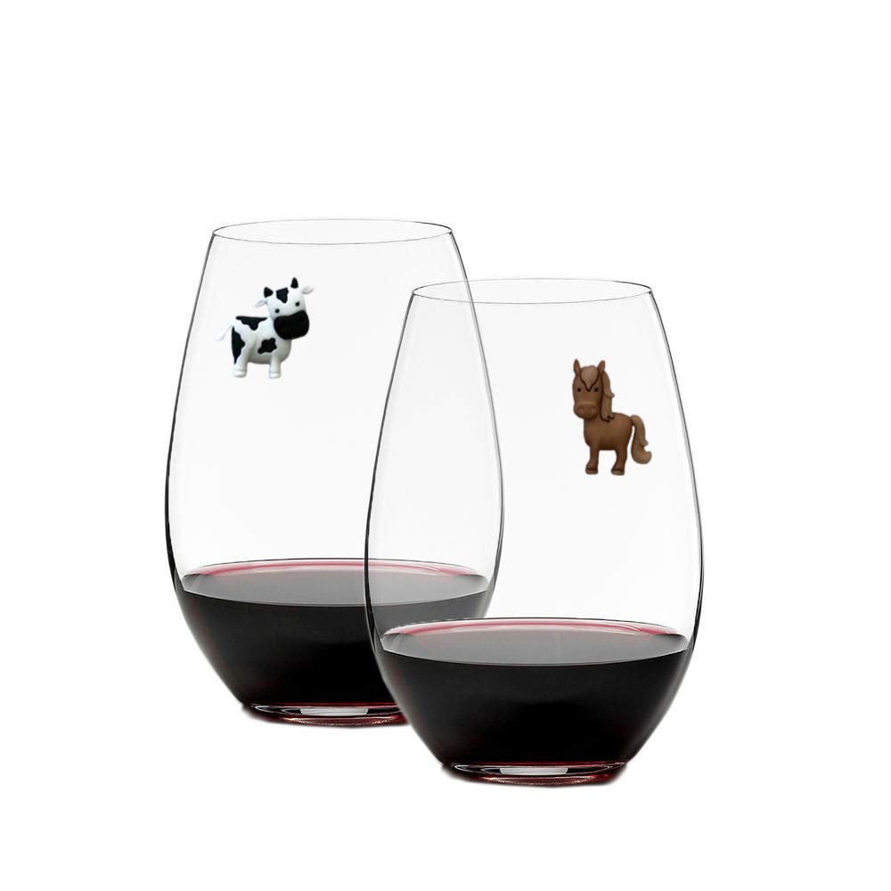 Barnyard Farm Animal Wine Charms Set of 6 - Magnetic Glass Markers for Wine Glasses, Perfect for Parties, Weddings & Entertaining