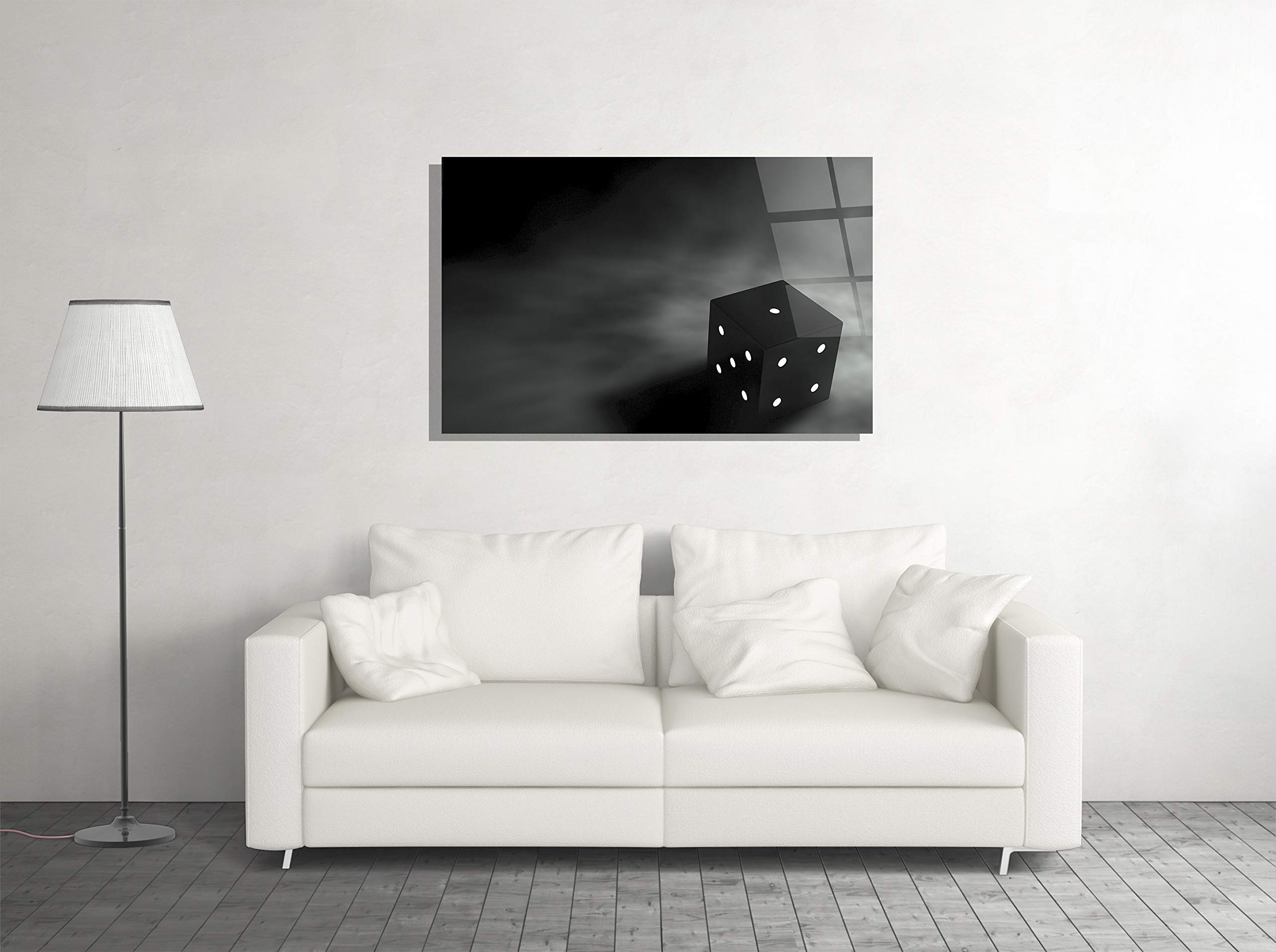 Black and White Dice Game Casino Digital Photo Print - Tempered Glass Canvas Wall Art for Home, Office, Hotel Decor - Modern Art Gift (16x24) - Perfect for Game Rooms, Man Caves & Casino-Themed Spaces