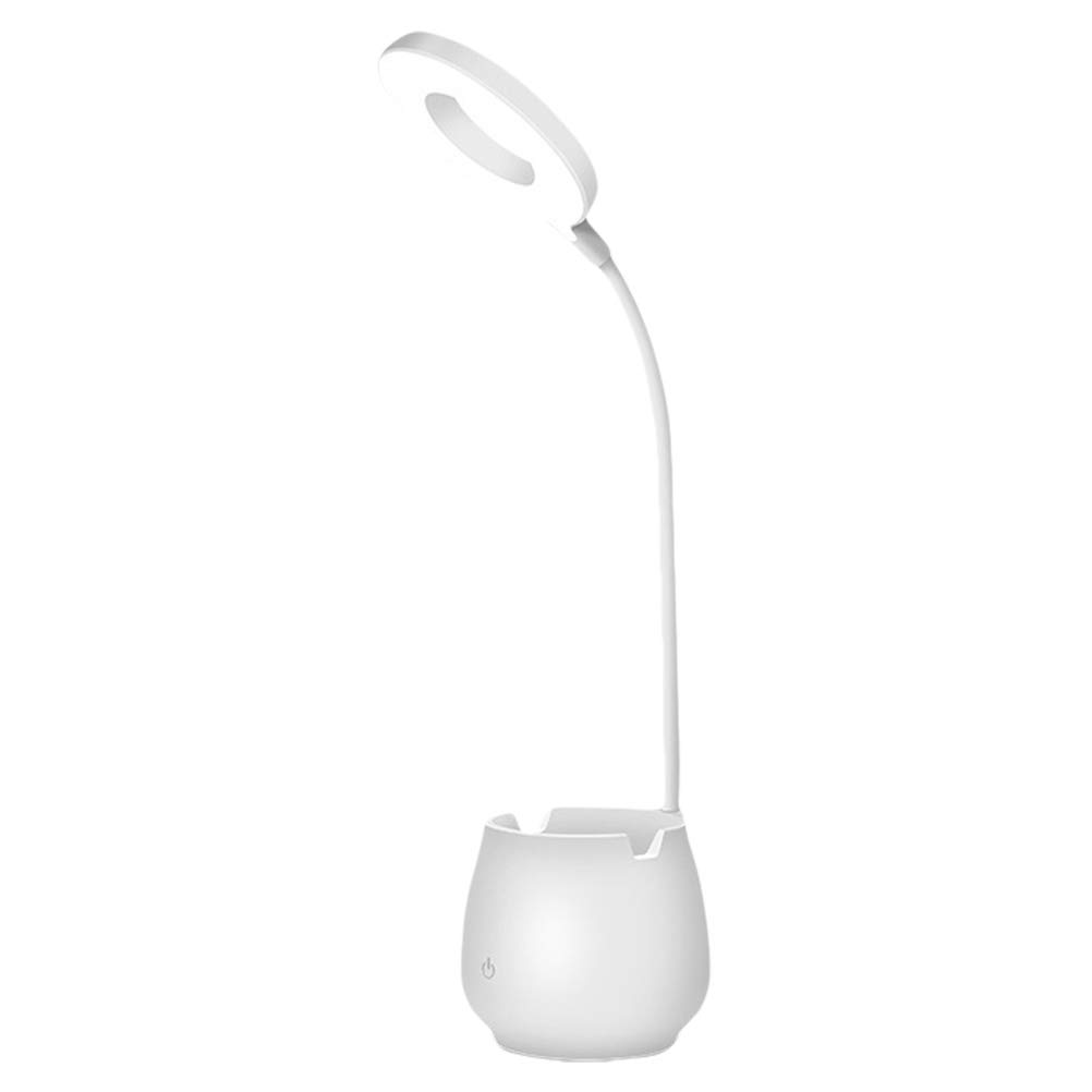 SOLUSTRE LED Night Light for Bedroom - Touch Control Desk Lamp with Pen Holder, White - Perfect for Night Reading, Study & Bedside Lighting