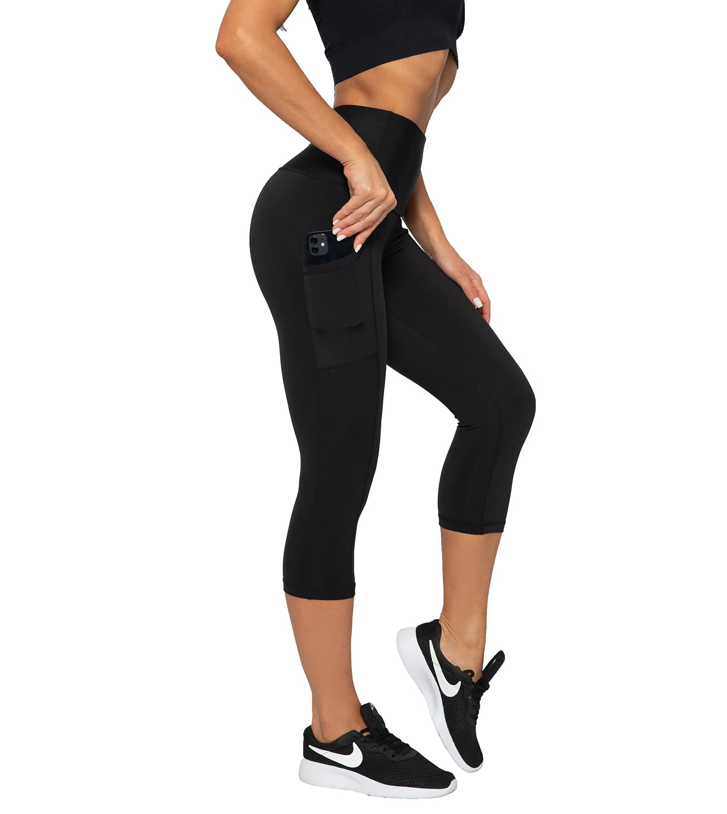 LAPASA High Waist Yoga Pants for Women - Tummy Control Workout Capri Leggings with Side Pockets | Perfect for Yoga, Gym, Running & Everyday Wear | L02B1