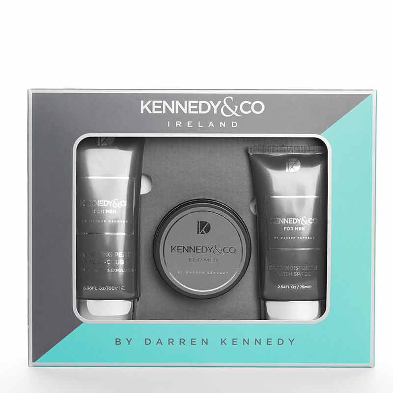 Kennedy & Co Men's Grooming Gift Set - Moisturizer, Hair Clay & Peat Scrub for Face & Beard Care - Perfect Gift for Him, Birthday & Holidays
