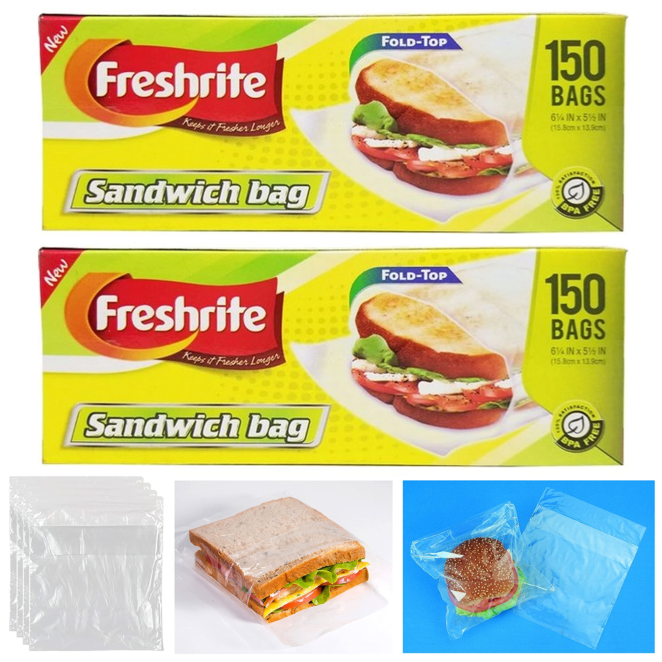 300 Count Fold Top Sandwich Bags - BPA Free Reusable Food Storage Bags for Snacks, Lunches & Meal Prep | Eco-Friendly Value Pack for Home, Office & Picnics