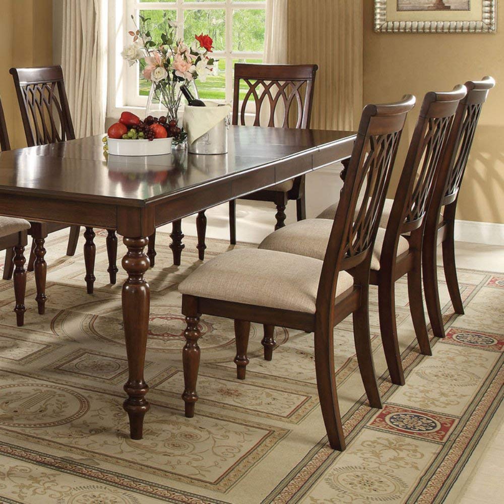 ACME Furniture Farrel Side Chairs, Set of 2 - Sand Linen Upholstery with Walnut Wood Legs, Modern Dining Chairs for Kitchen, Breakfast Nook, or Small Space Decor