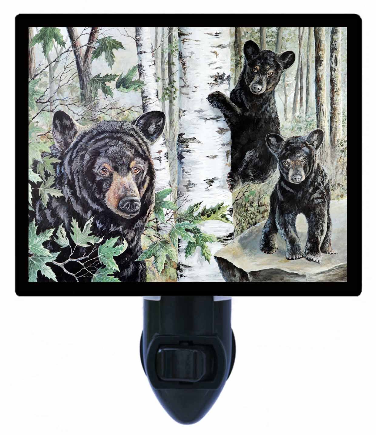 Wildlife LED Night Light - Black Bears Double Trouble Design for Kids & Nursery | Perfect for Bedrooms, Hallways & Nighttime Safety