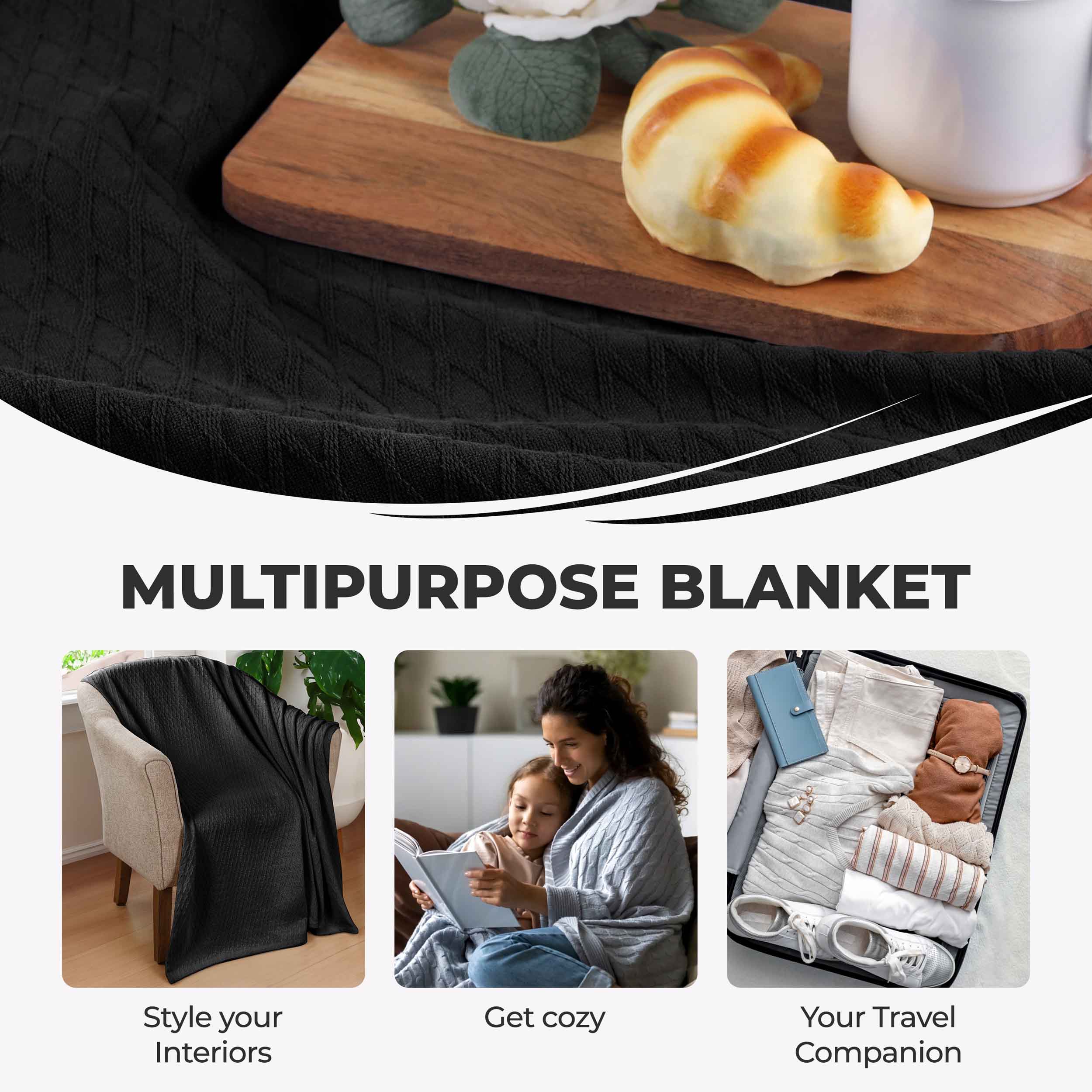 Premium Cotton All-Season Diamond Pattern Bed Blanket & Sofa Throw - Soft Cozy Blanket for Bedroom, Living Room, Travel and Gift Giving