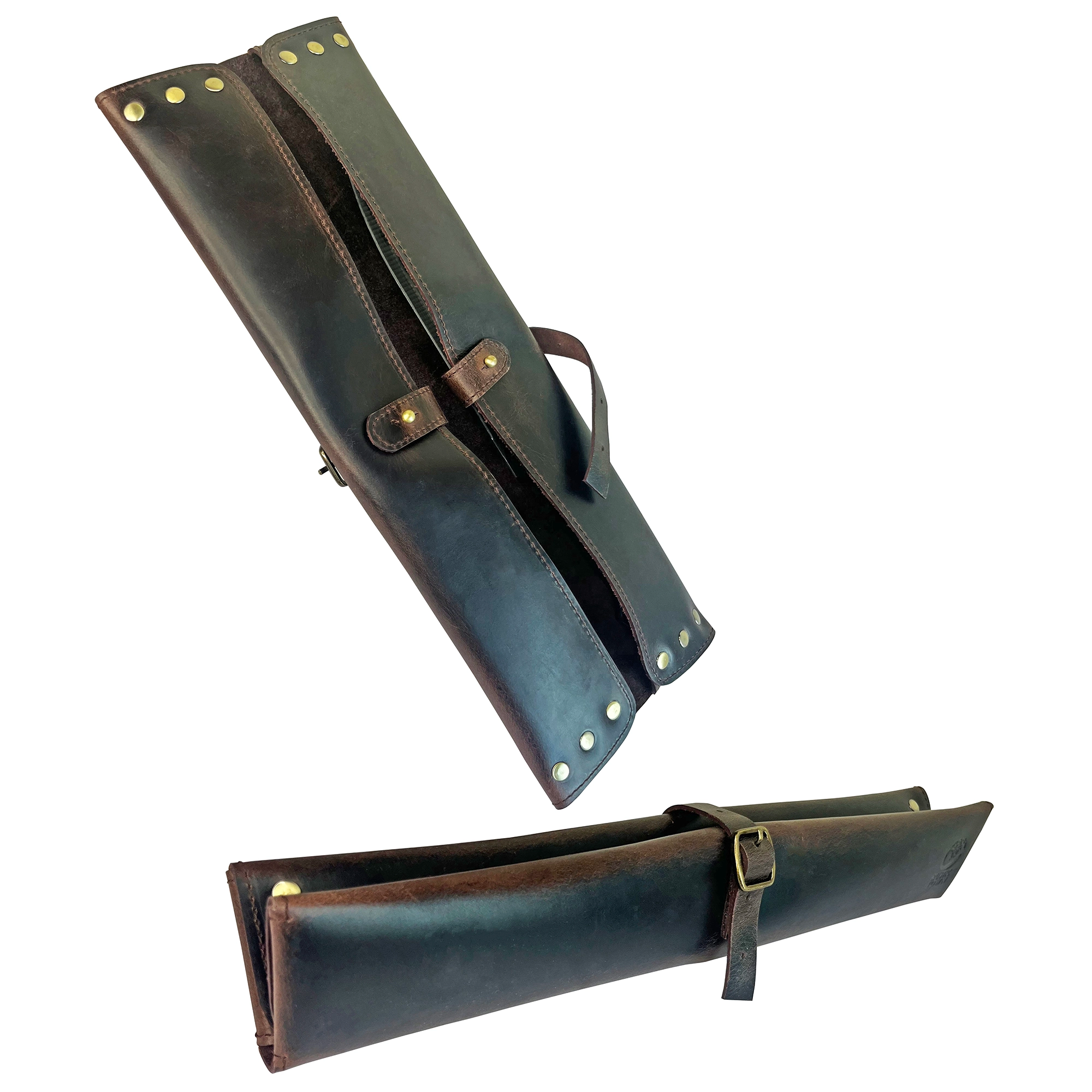 Premium Leather Chef's Knife Case Holder with 2 Knife Slots - Dark Brown | Professional Kitchen Storage & Protection for Cooking Tools | Perfect for Home Chefs & Culinary Gifts