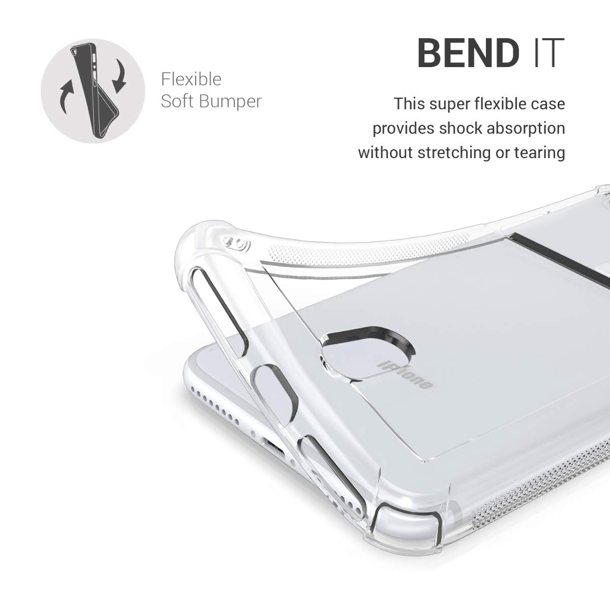 kwmobile Crystal Clear TPU Case for iPhone SE (2022/2020) & iPhone 8/7 - Slim Protective Phone Cover with ID Card Slot - Shockproof Transparent Case for Everyday Use & Travel